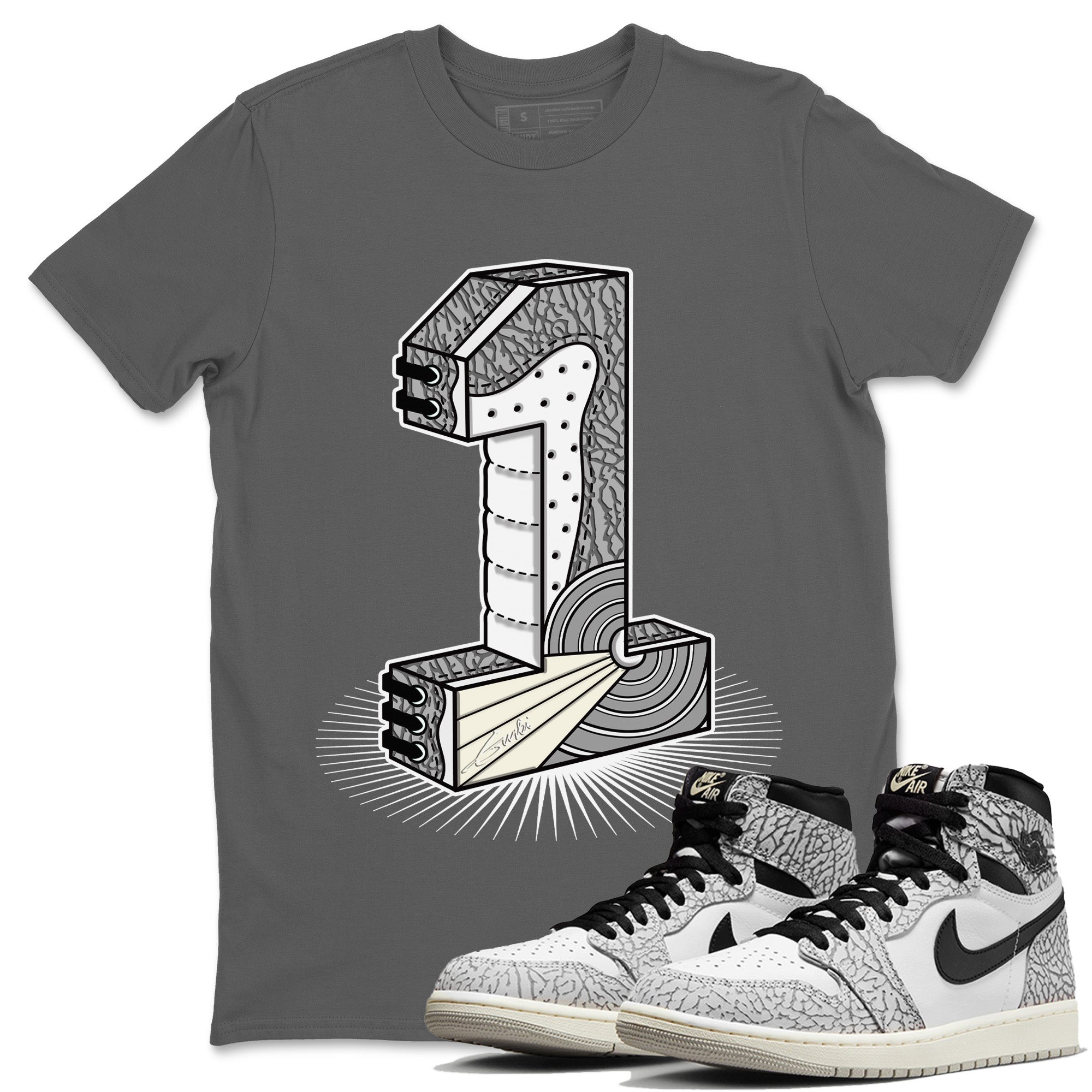 Number Statue Unisex Tops - Air Jordan 1 White Cement