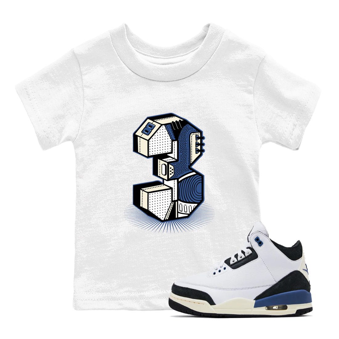 Number Statue snkmatch Tees Kids - Air Jordan 3 A Ma Maniere x Diffused Blue