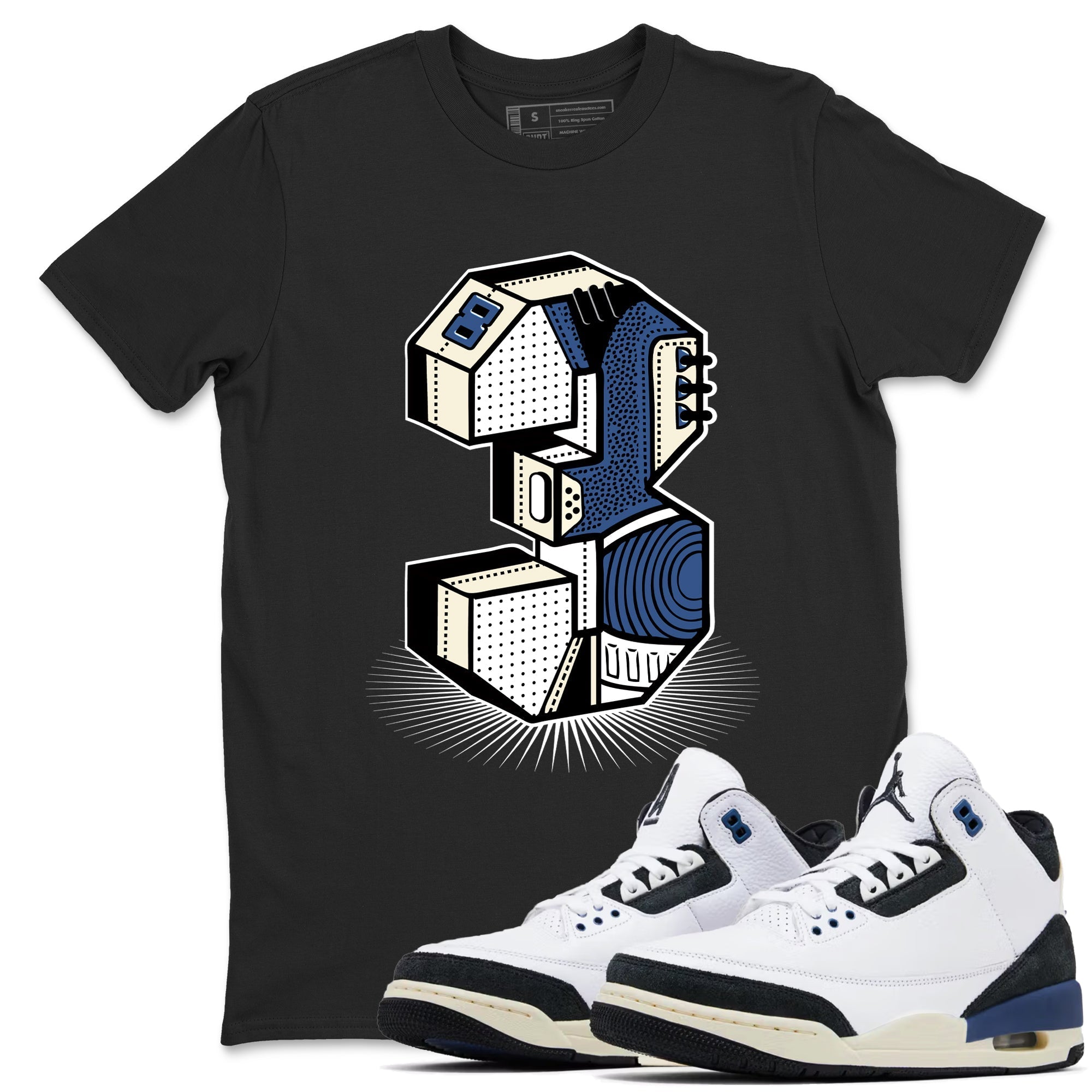 Number Statue snkmatch Tees - Air Jordan 3 A Ma Maniere x Diffused Blue