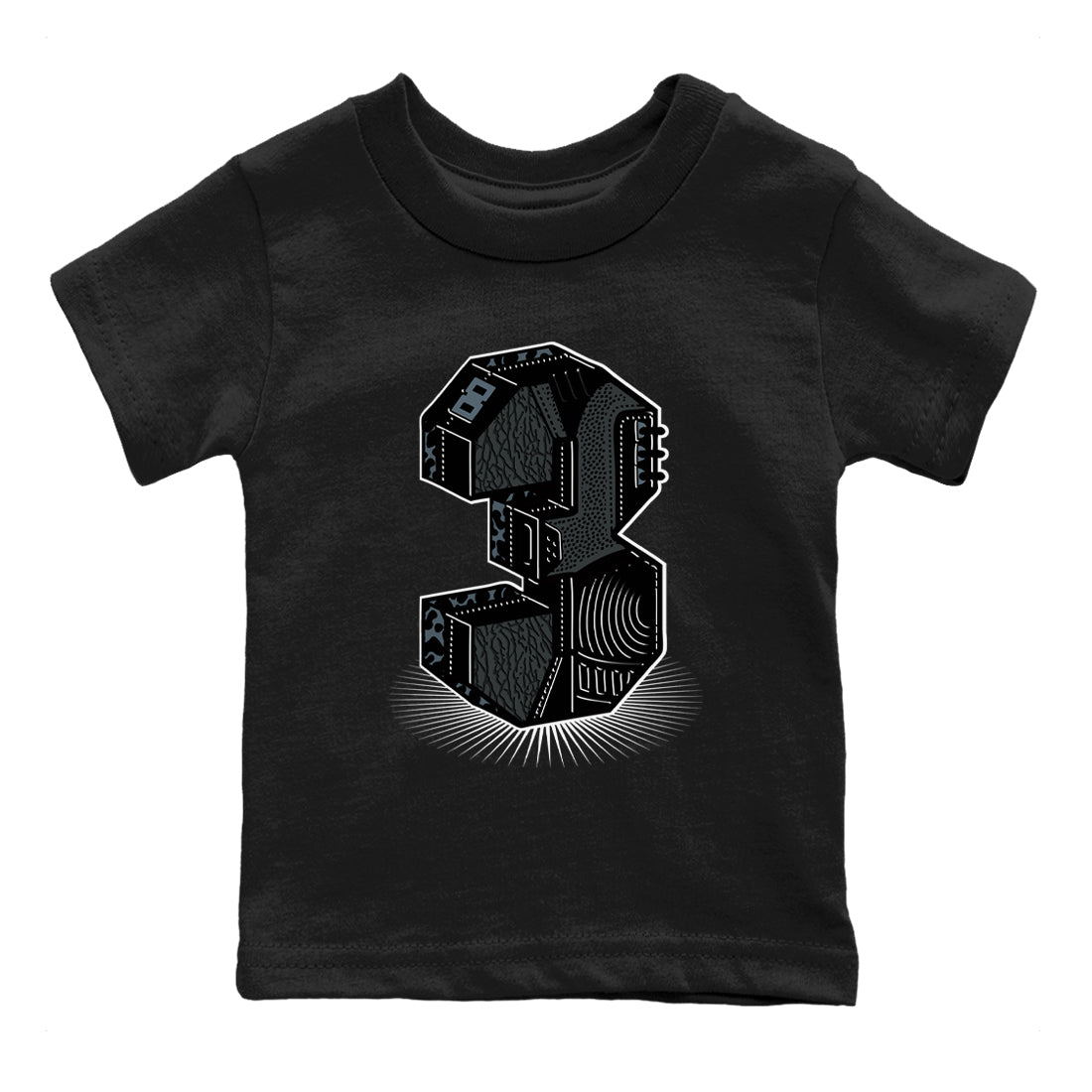 Number Statue snkmatch Tees Kids - Air Jordan 3 Black Cat