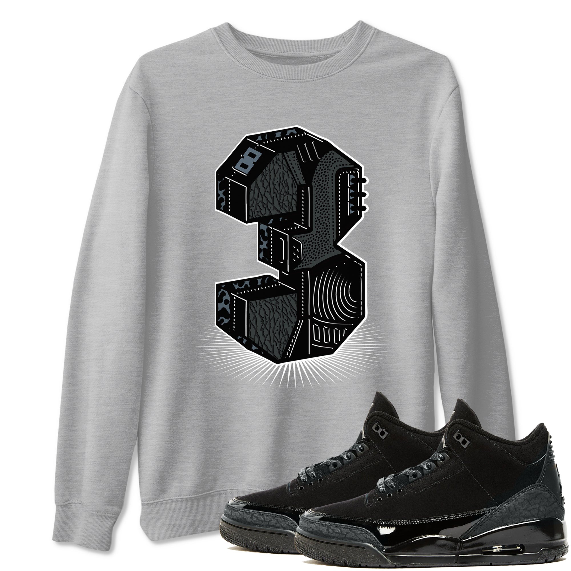 Number Statue snkmatch Tees - Air Jordan 3 Black Cat
