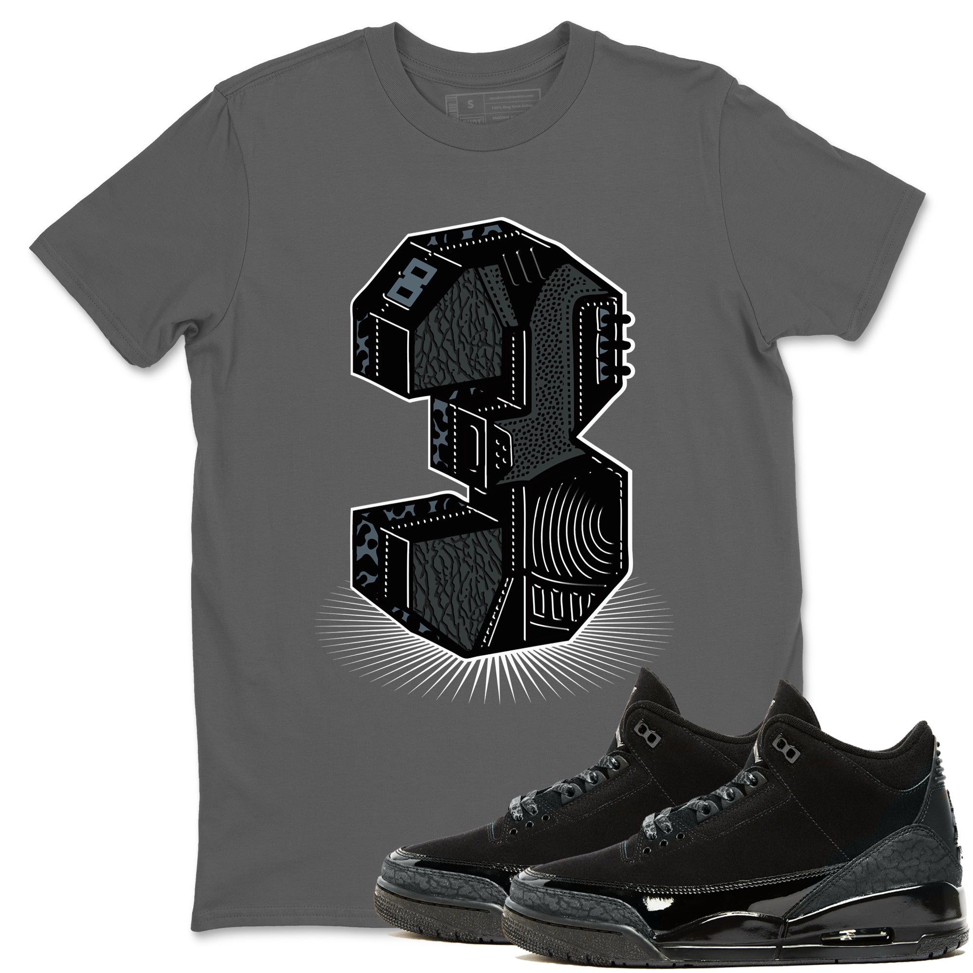 Number Statue snkmatch Tees - Air Jordan 3 Black Cat