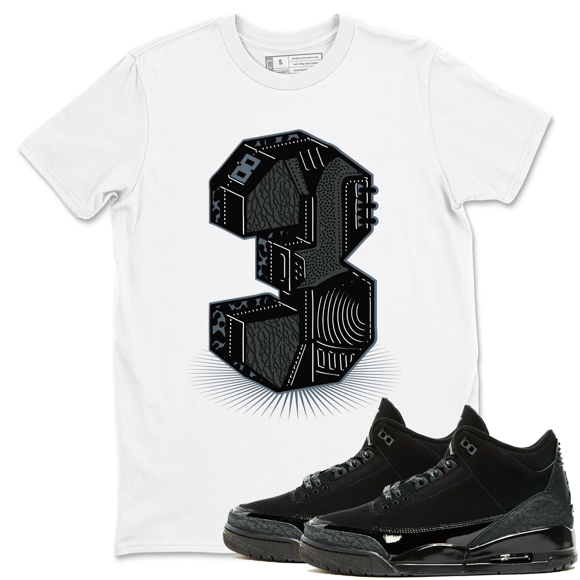 Number Statue snkmatch Tees - Air Jordan 3 Black Cat