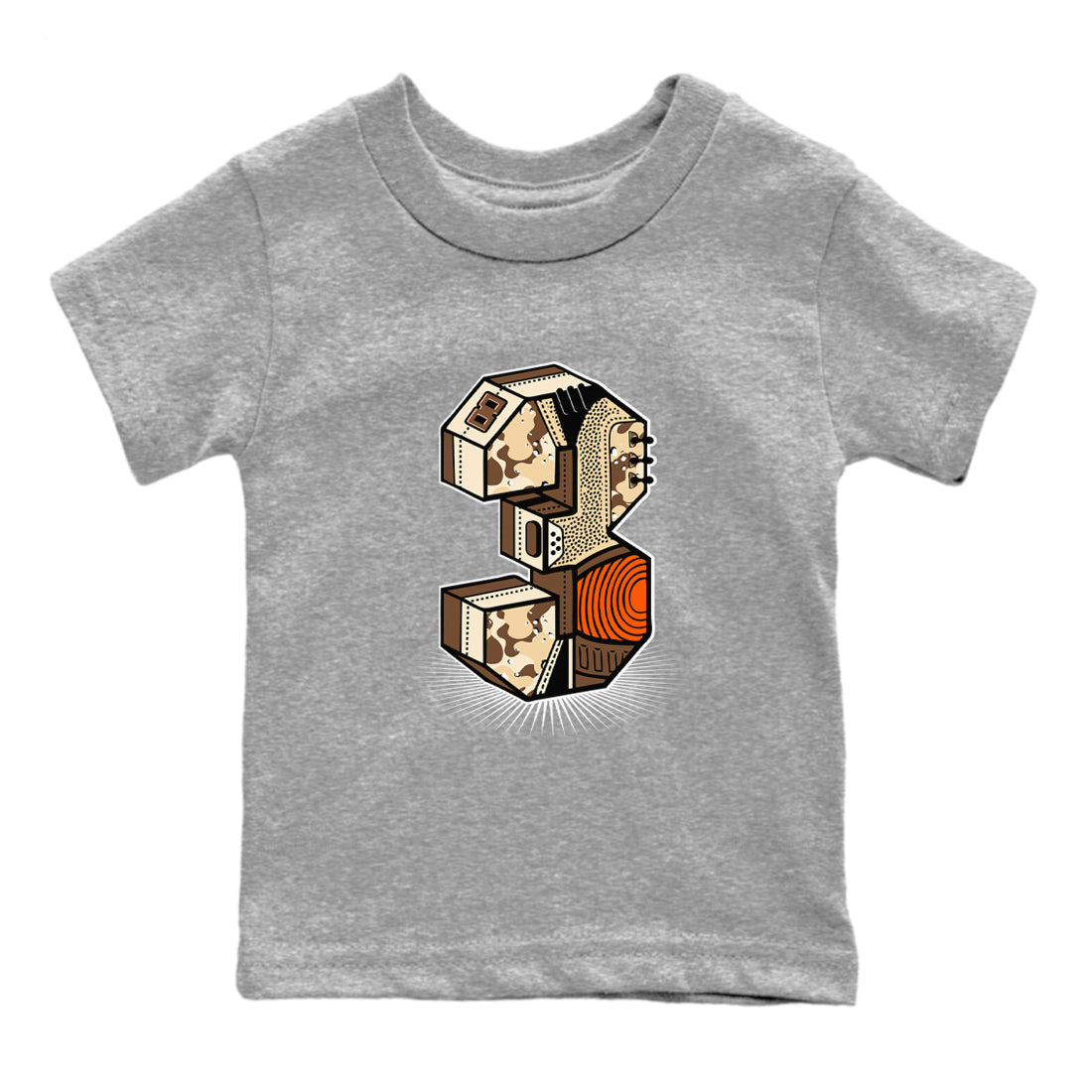Number Statue snkmatch Tees Kids - Air Jordan 3 Desert Camo