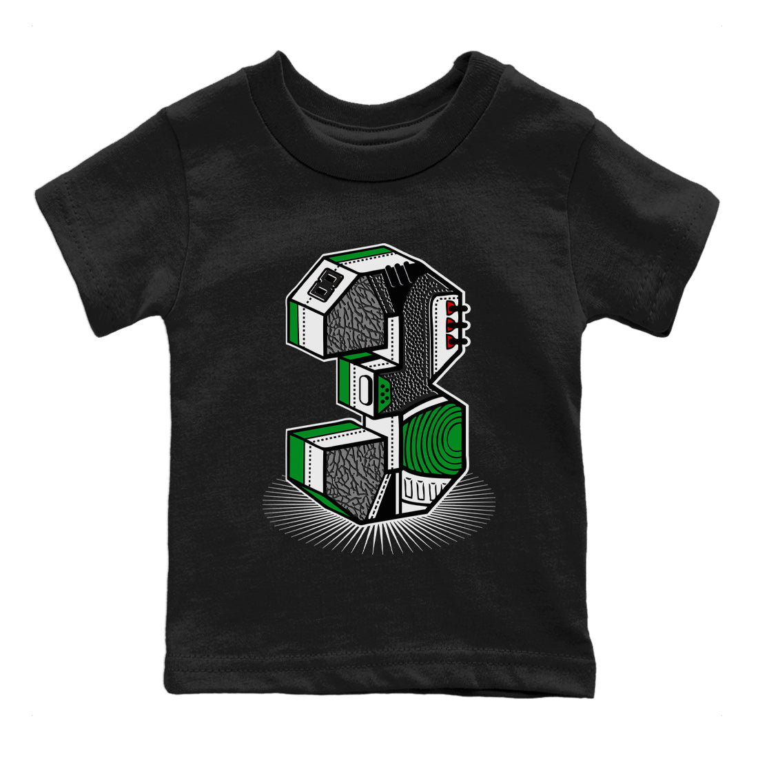 Number Statue Kids Tops - Air Jordan 3 Lucky Green