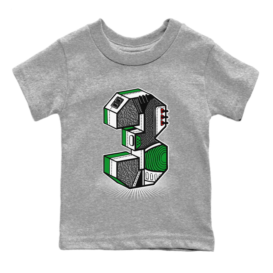 Number Statue Kids Tops - Air Jordan 3 Lucky Green