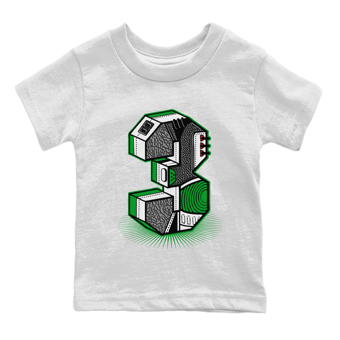 Number Statue Kids Tops - Air Jordan 3 Lucky Green