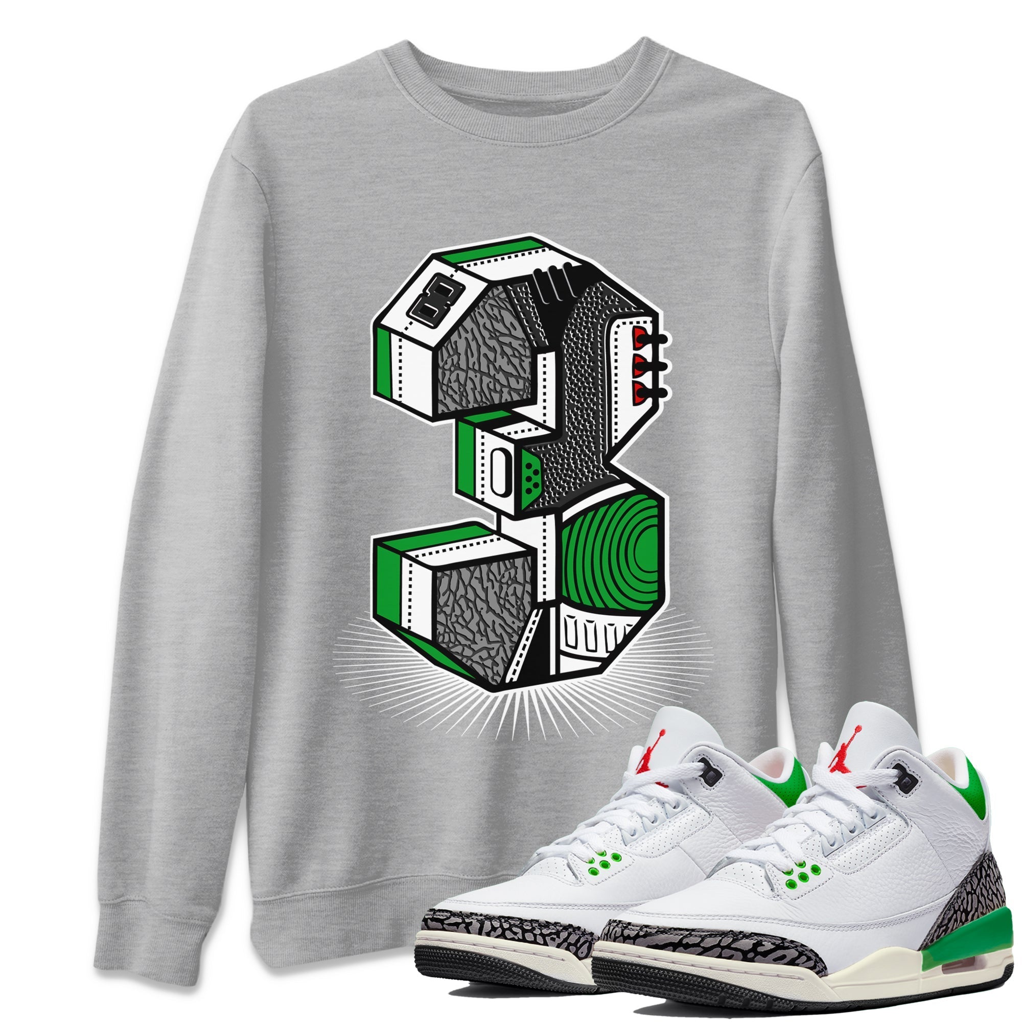 Number Statue Unisex Tops - Air Jordan 3 Lucky Green