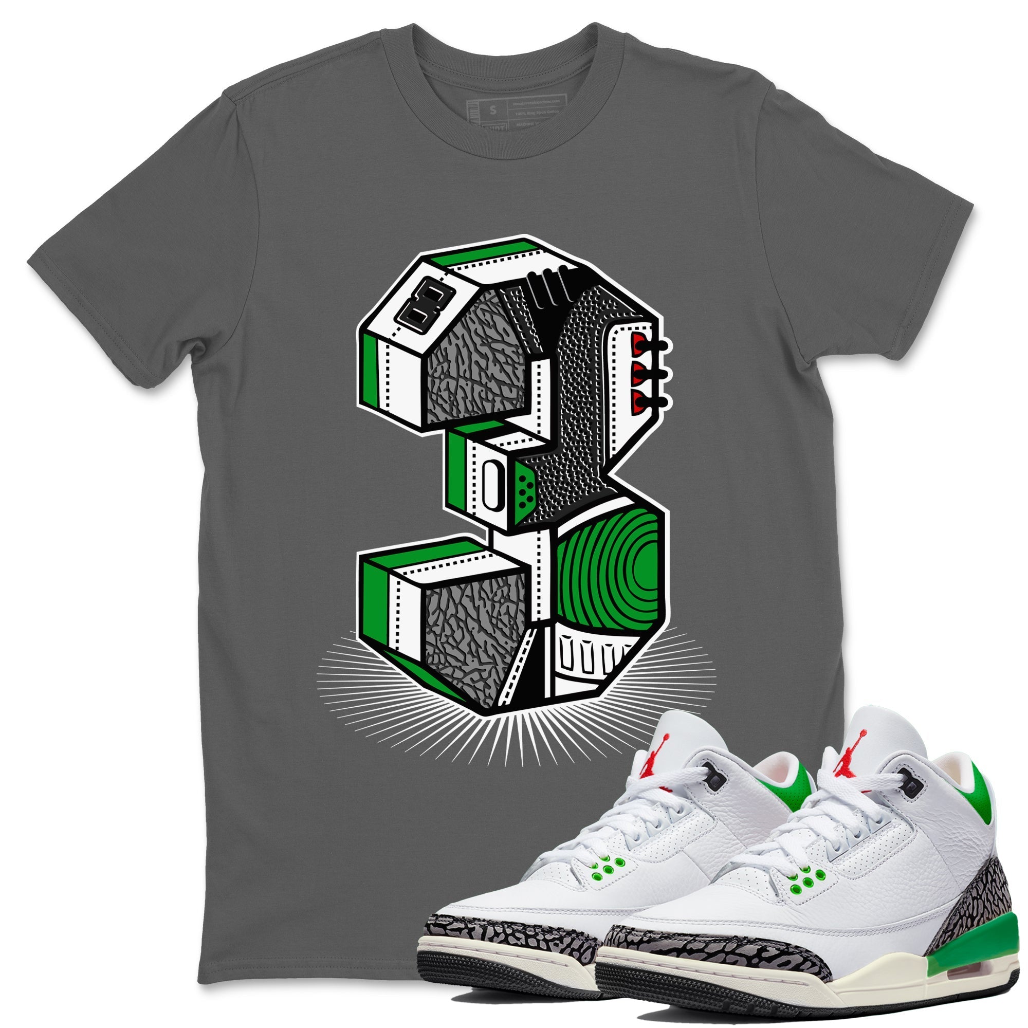 Number Statue Unisex Tops - Air Jordan 3 Lucky Green