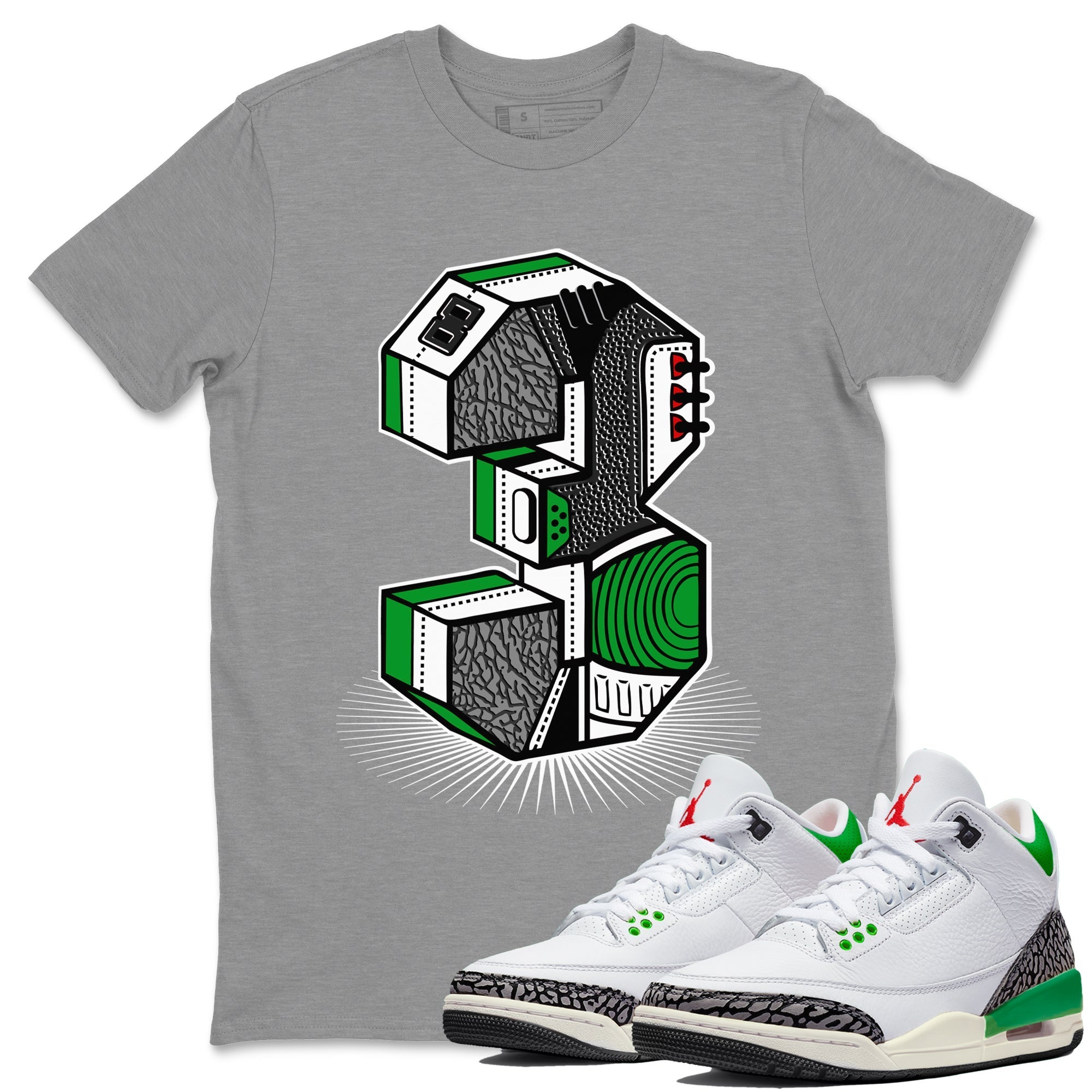 Number Statue Unisex Tops - Air Jordan 3 Lucky Green