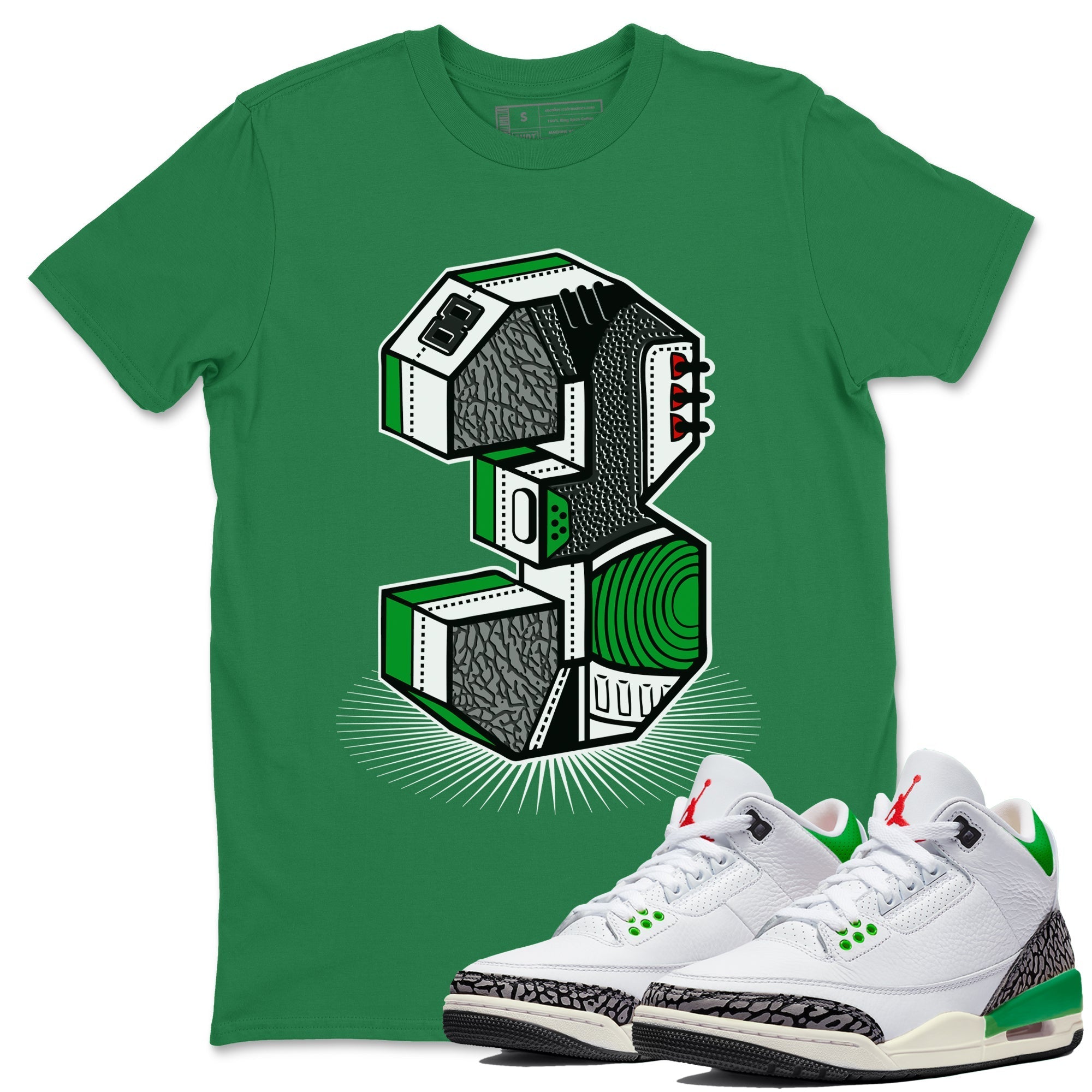 Number Statue Unisex Tops - Air Jordan 3 Lucky Green