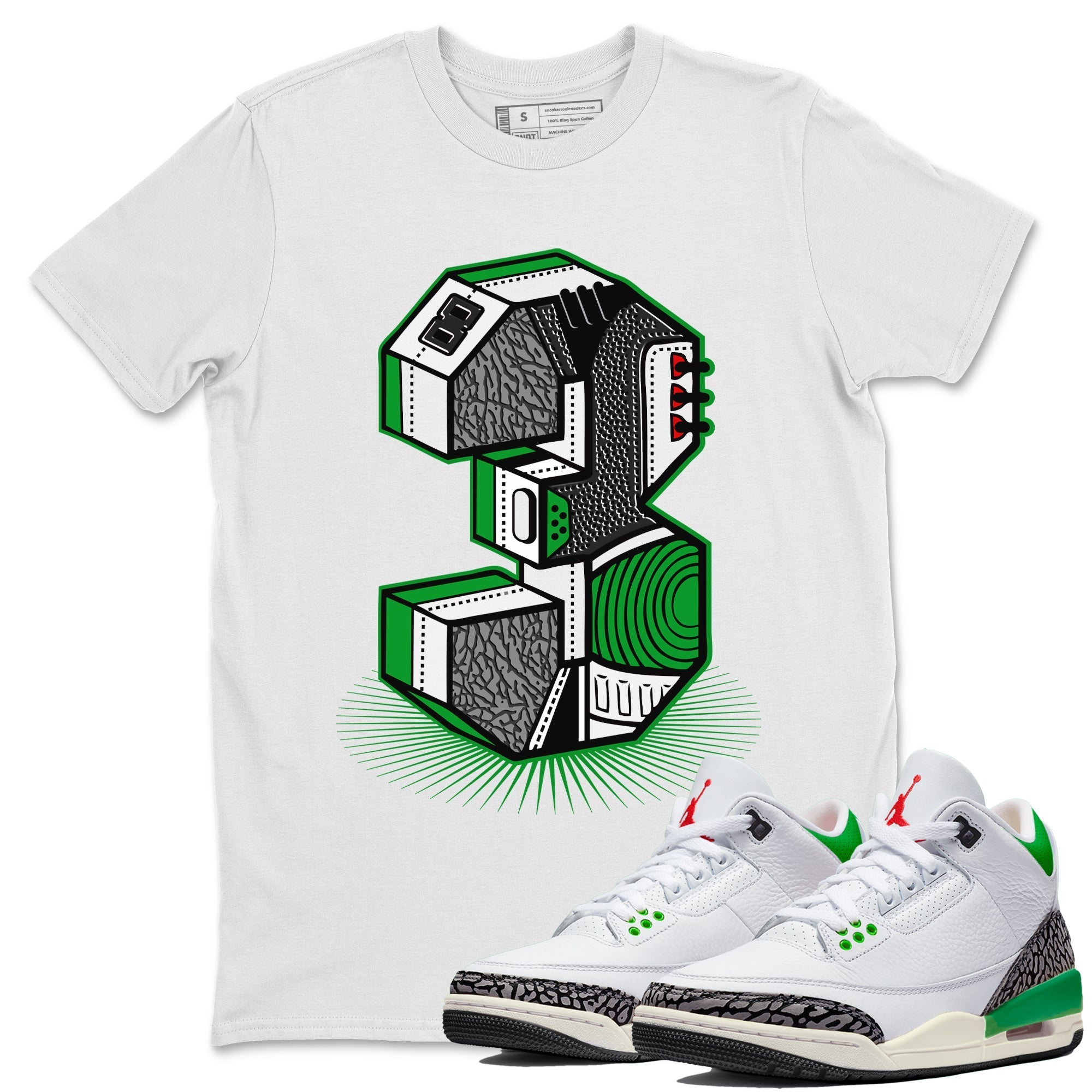 Number Statue Unisex Tops - Air Jordan 3 Lucky Green