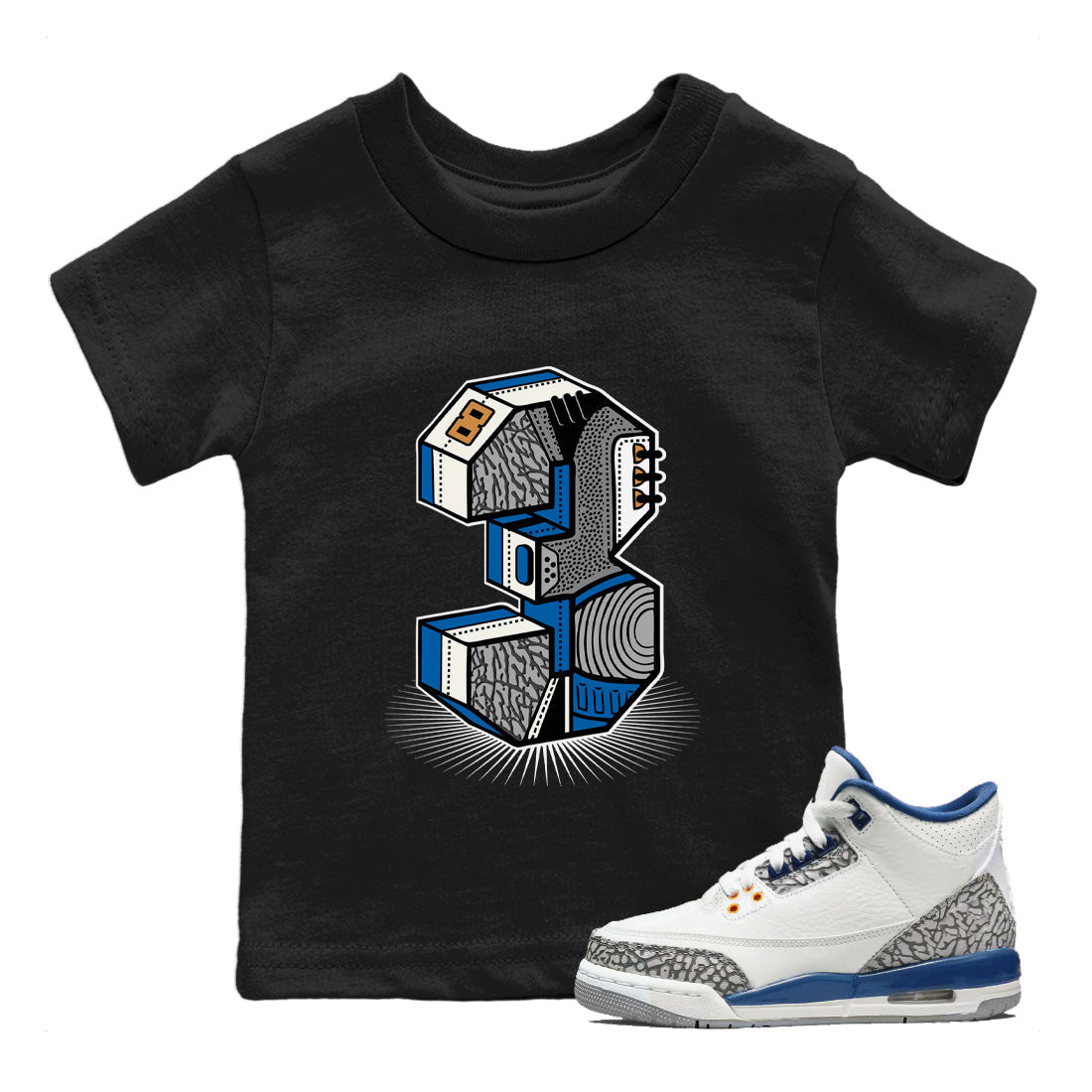 Number Statue Kids Tops - Air Jordan 3 Wizards