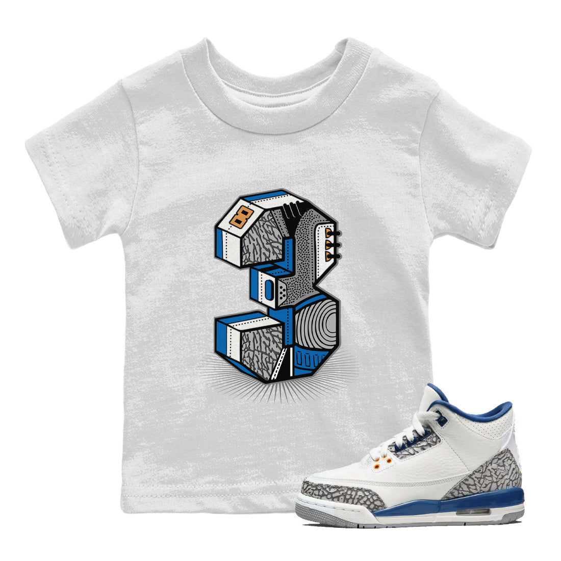 Number Statue Kids Tops - Air Jordan 3 Wizards