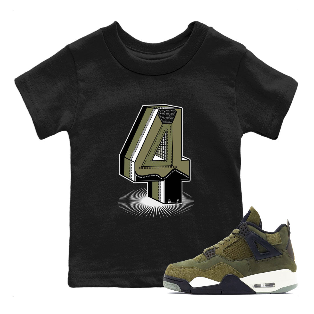 Number Statue snkmatch Tee Kids - Air Jordan 4 Medium Olive