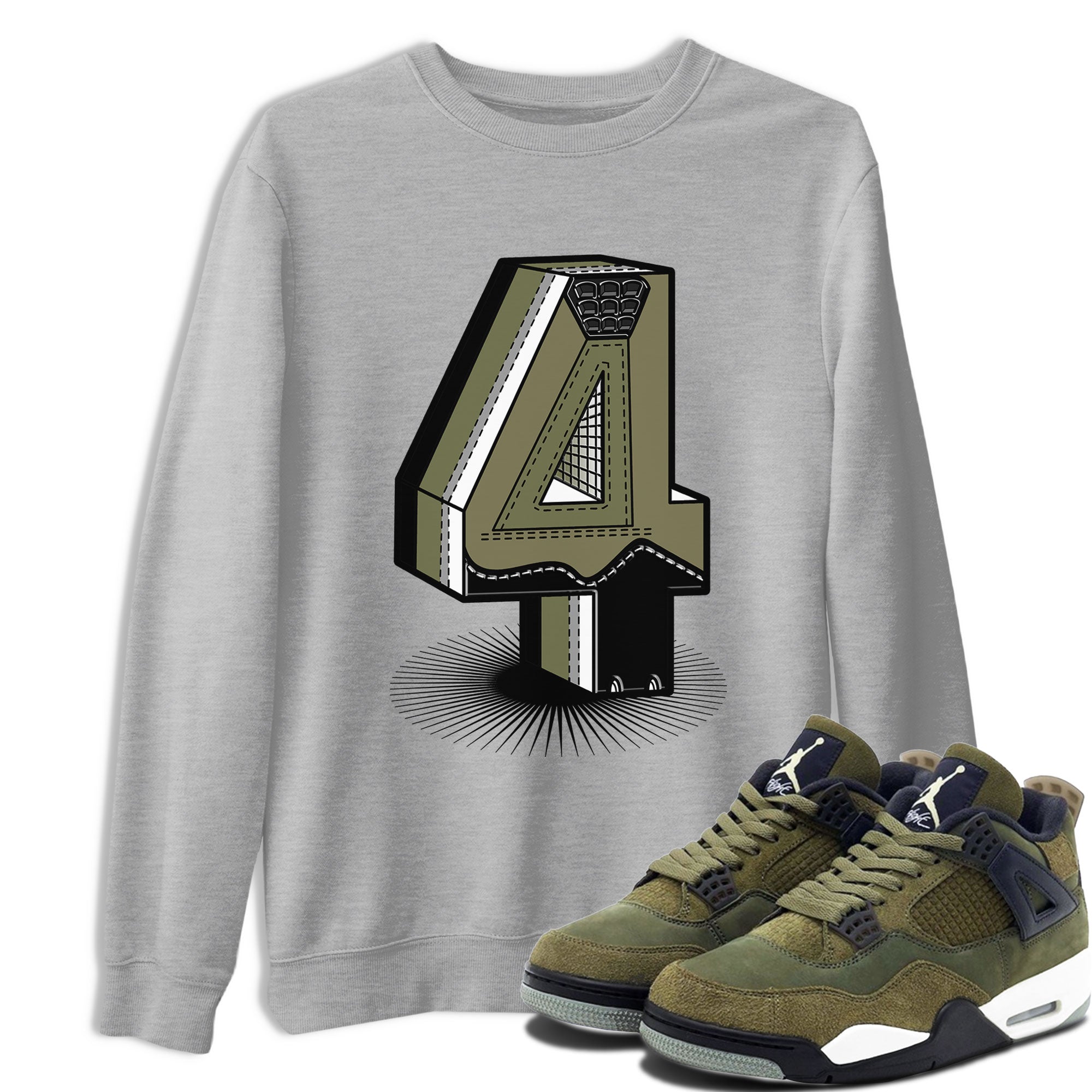 Number Statue snkmatch Tee - Air Jordan 4 Medium Olive