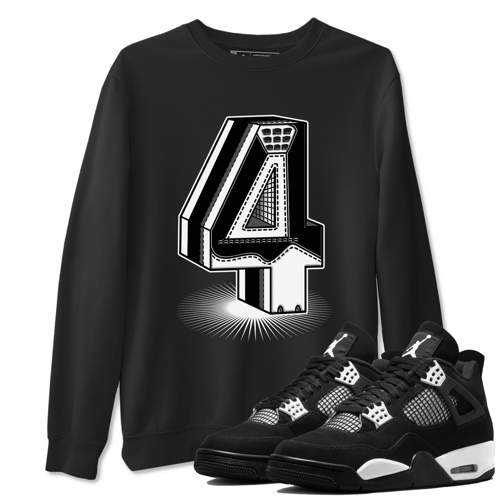 Number Statue snkmatch Tees - Air Jordan 4 White Thunder