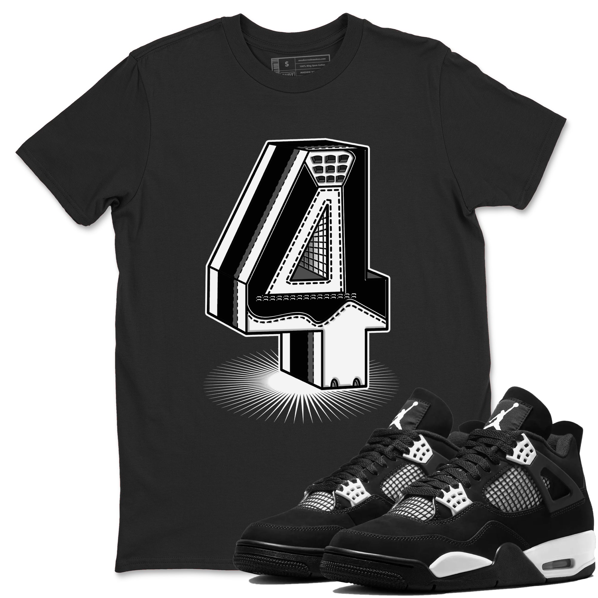Number Statue snkmatch Tees - Air Jordan 4 White Thunder