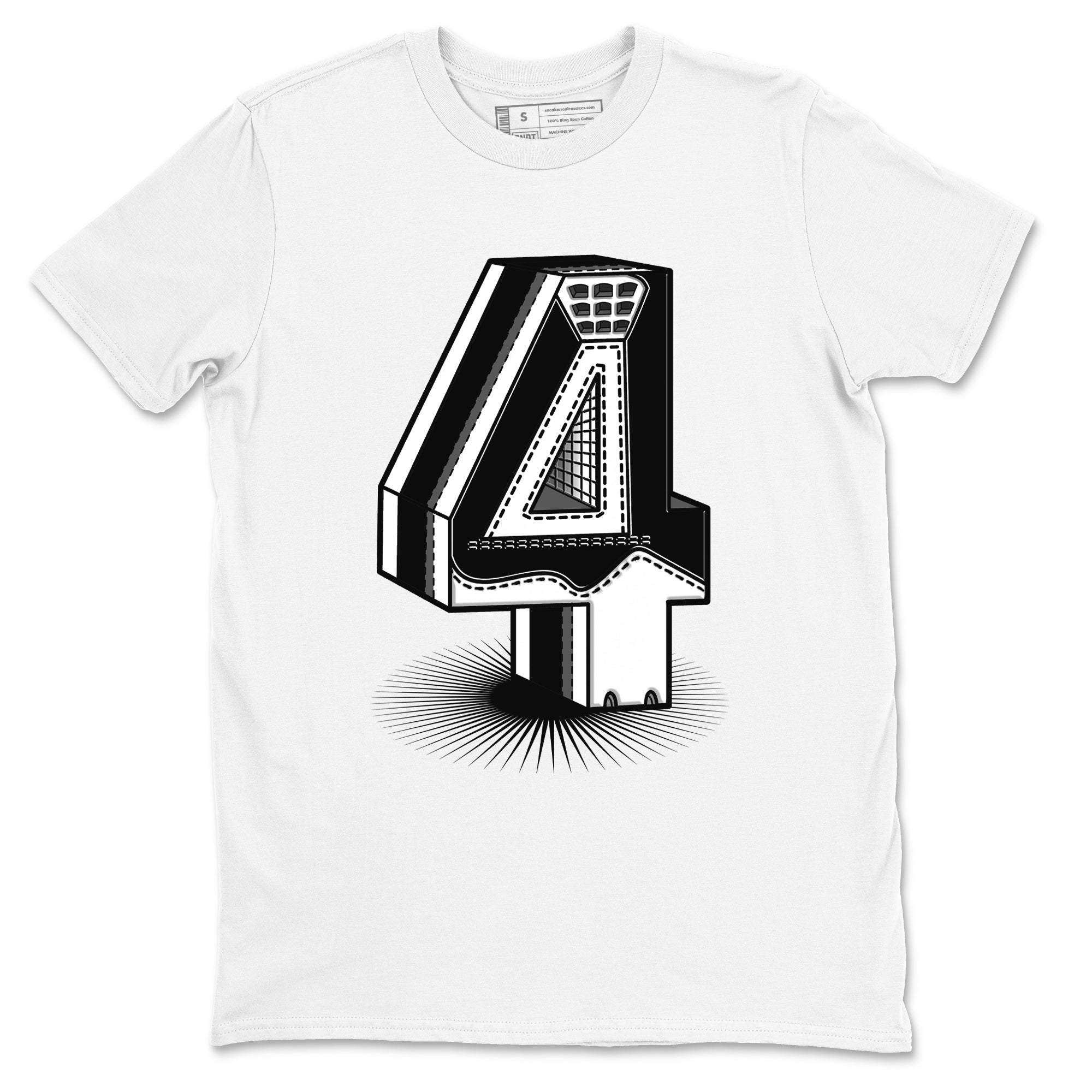 Number Statue snkmatch Tees - Air Jordan 4 White Thunder