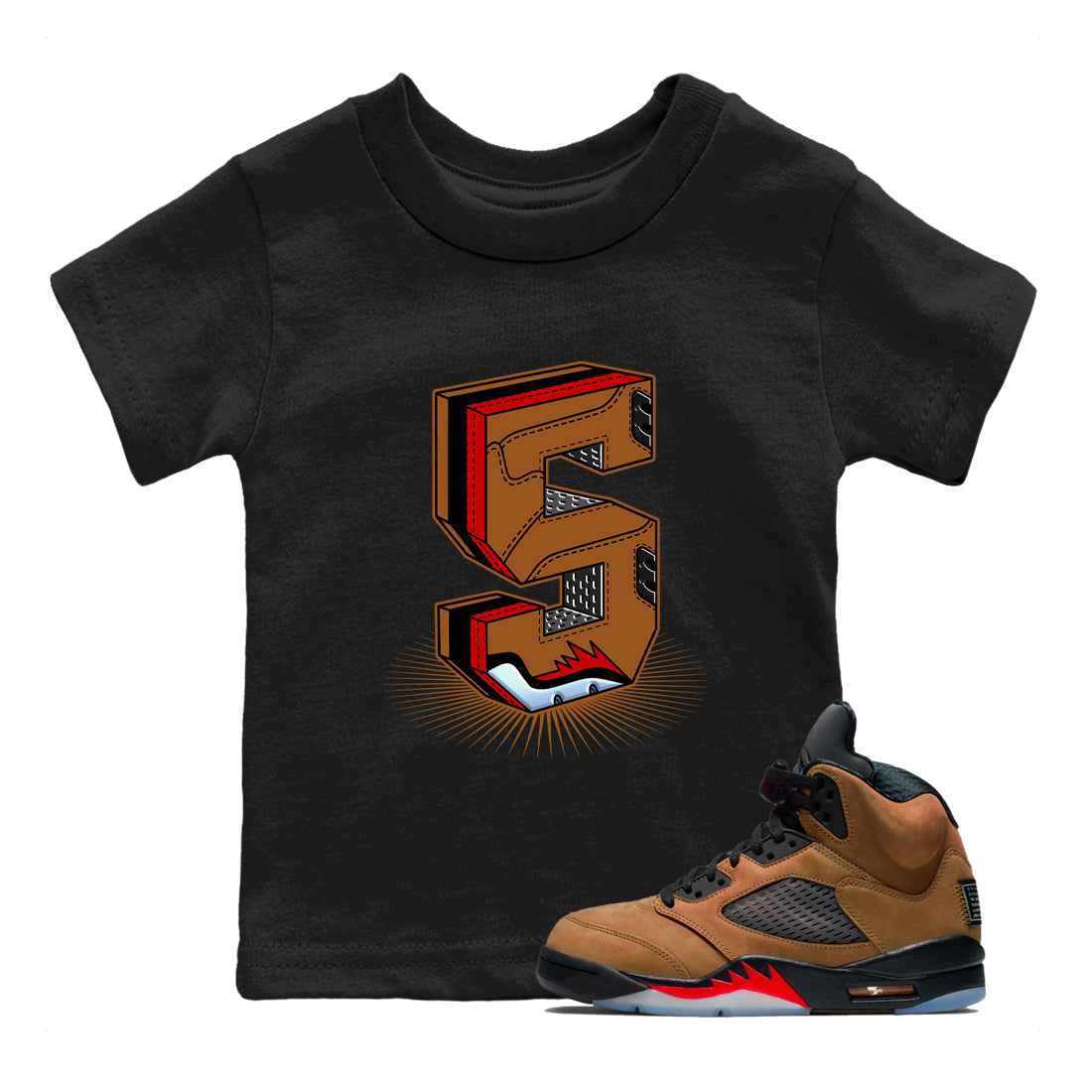 Number Statue snkmatch Tees Kids - Air Jordan 5 Archaeo Brown