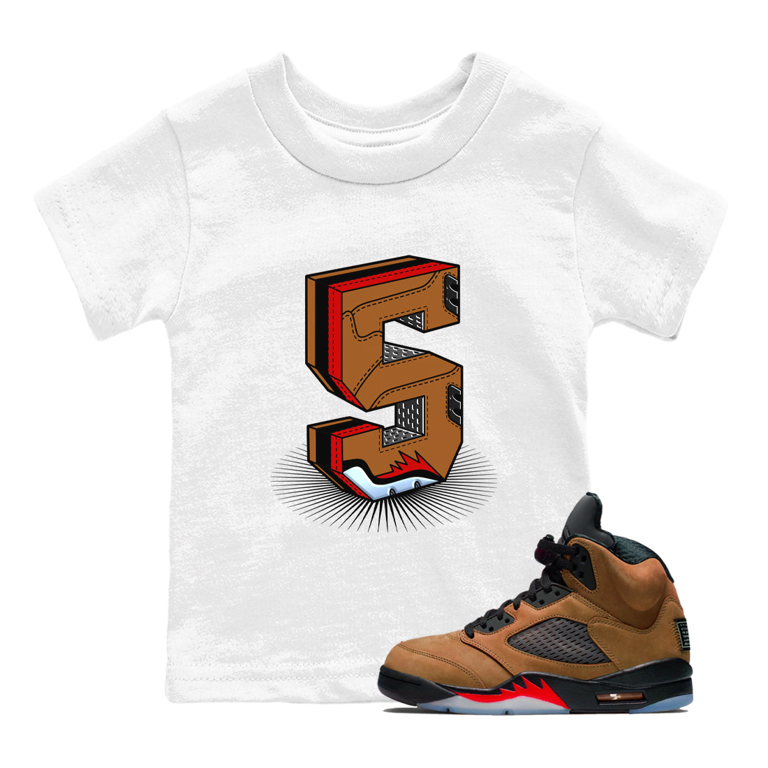 Number Statue snkmatch Tees Kids - Air Jordan 5 Archaeo Brown