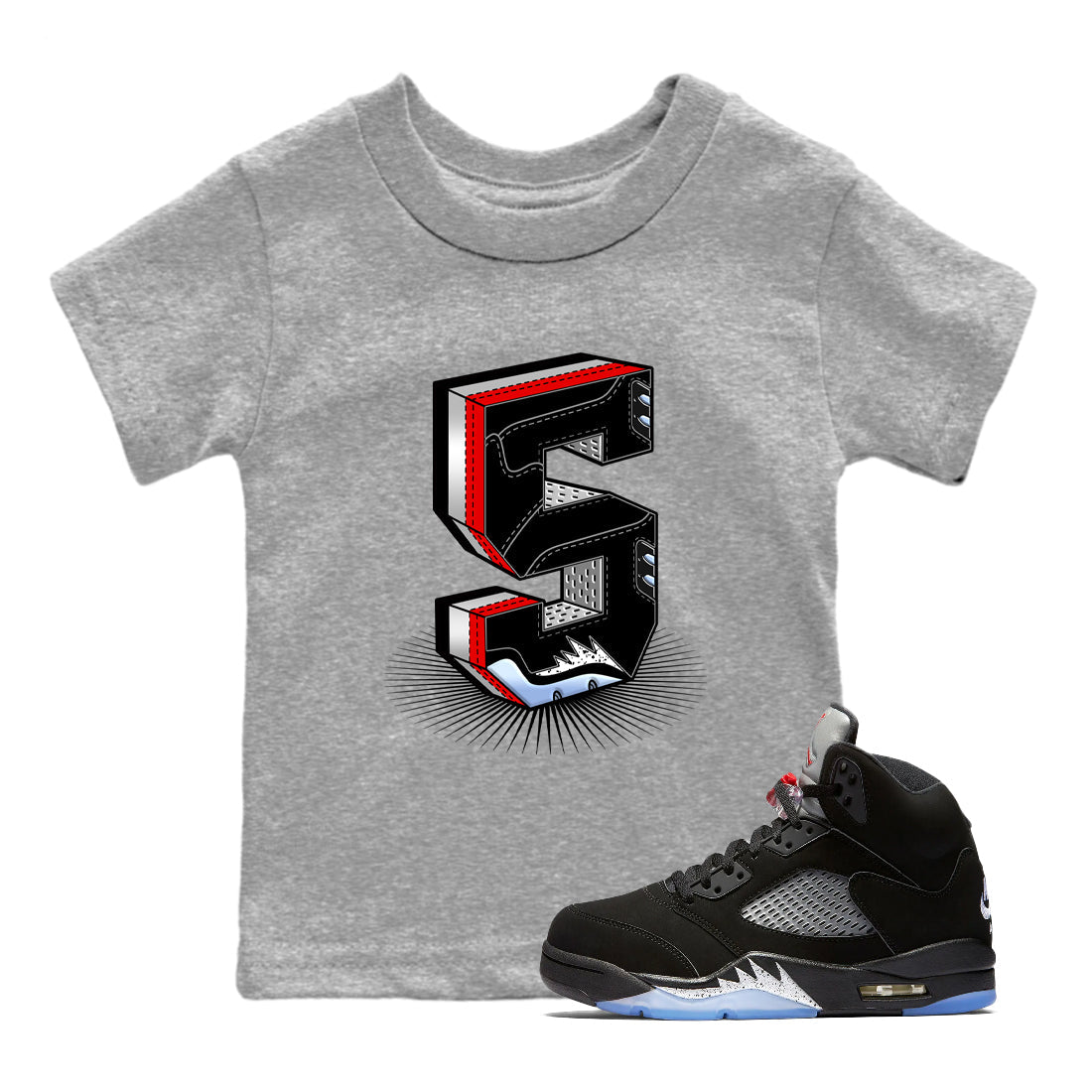 Number Statue snkmatch Tees Kids - Air Jordan 5 Reimagined