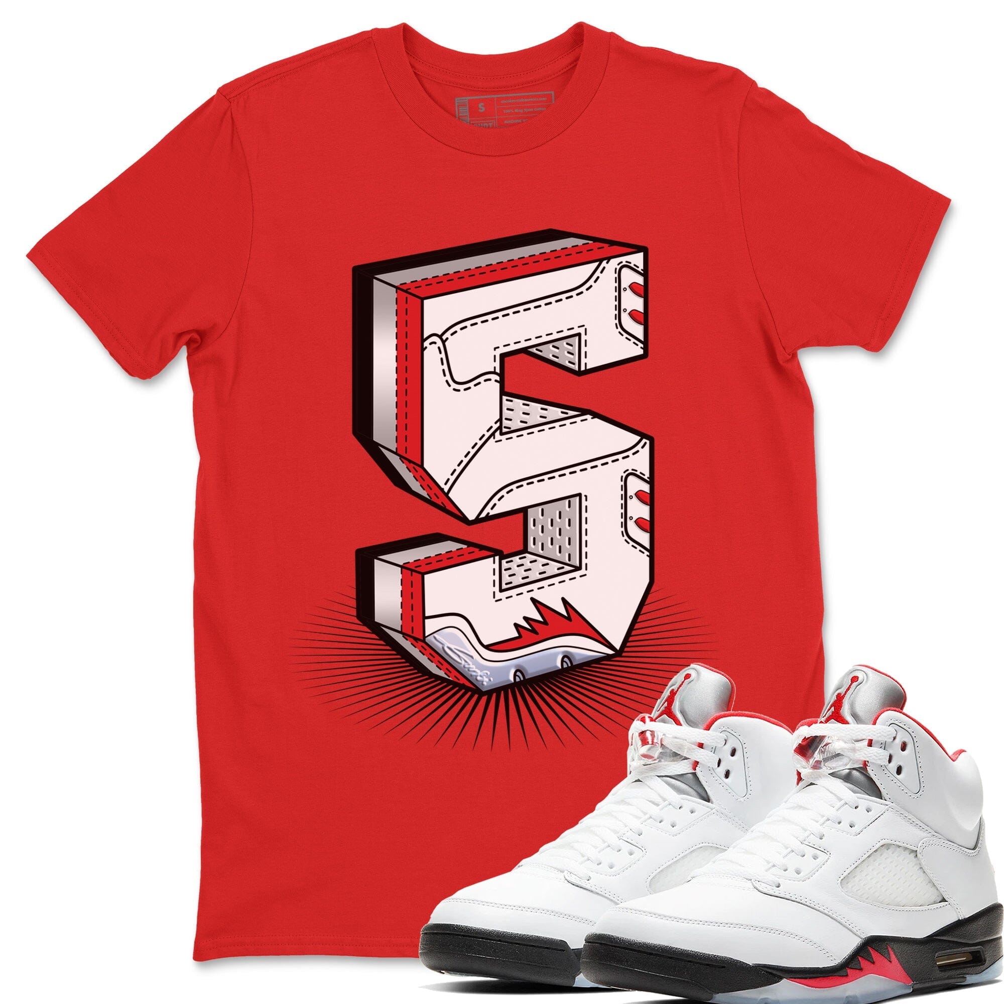Number Statue Unisex Tops - Air Jordan 5 Fire Red