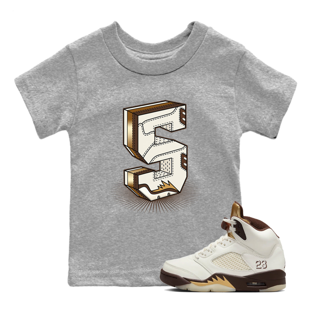 Number Statue snkmatch Tees Kids - Air Jordan 5 Golden Ticket