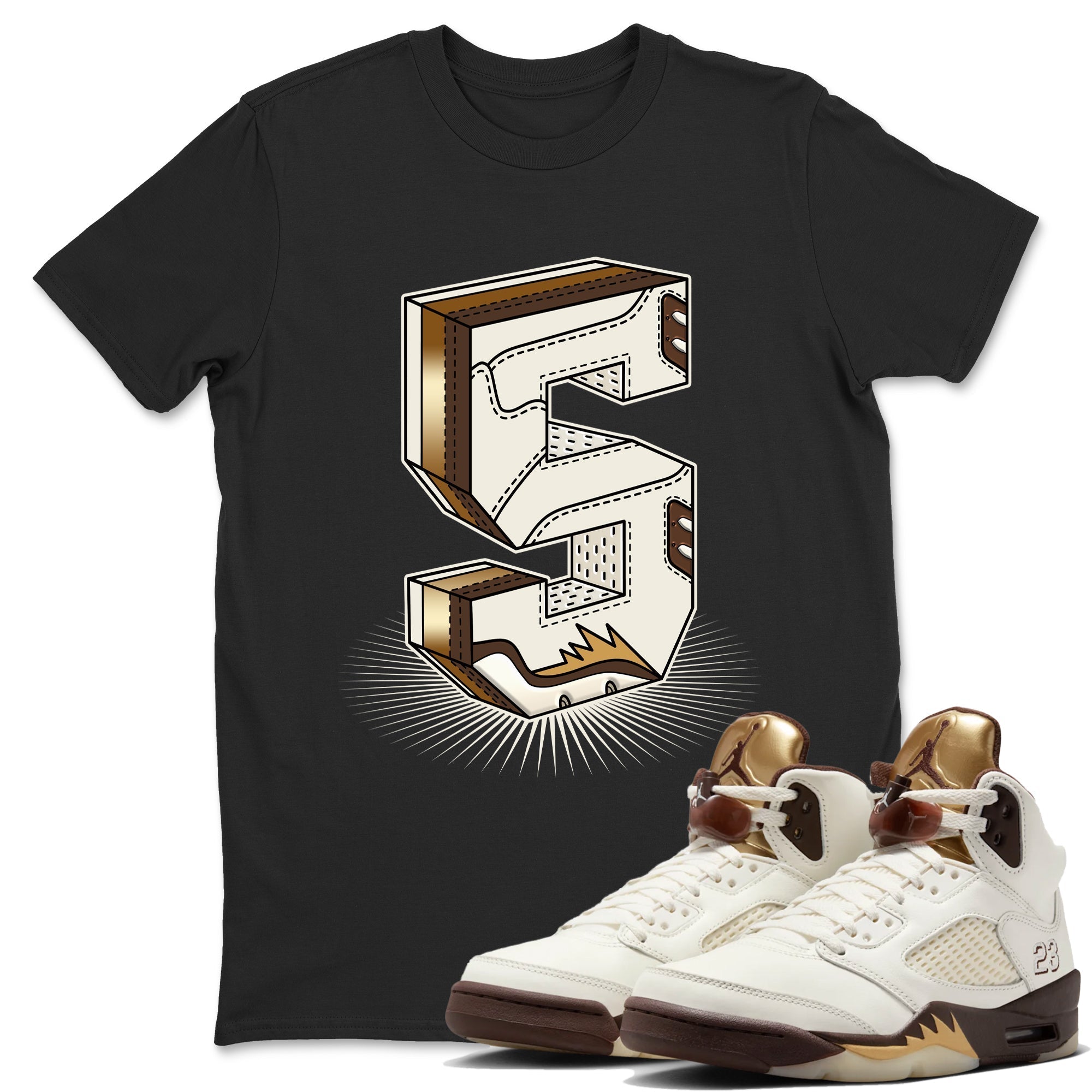 Number Statue snkmatch Tees - Air Jordan 5 Golden Ticket