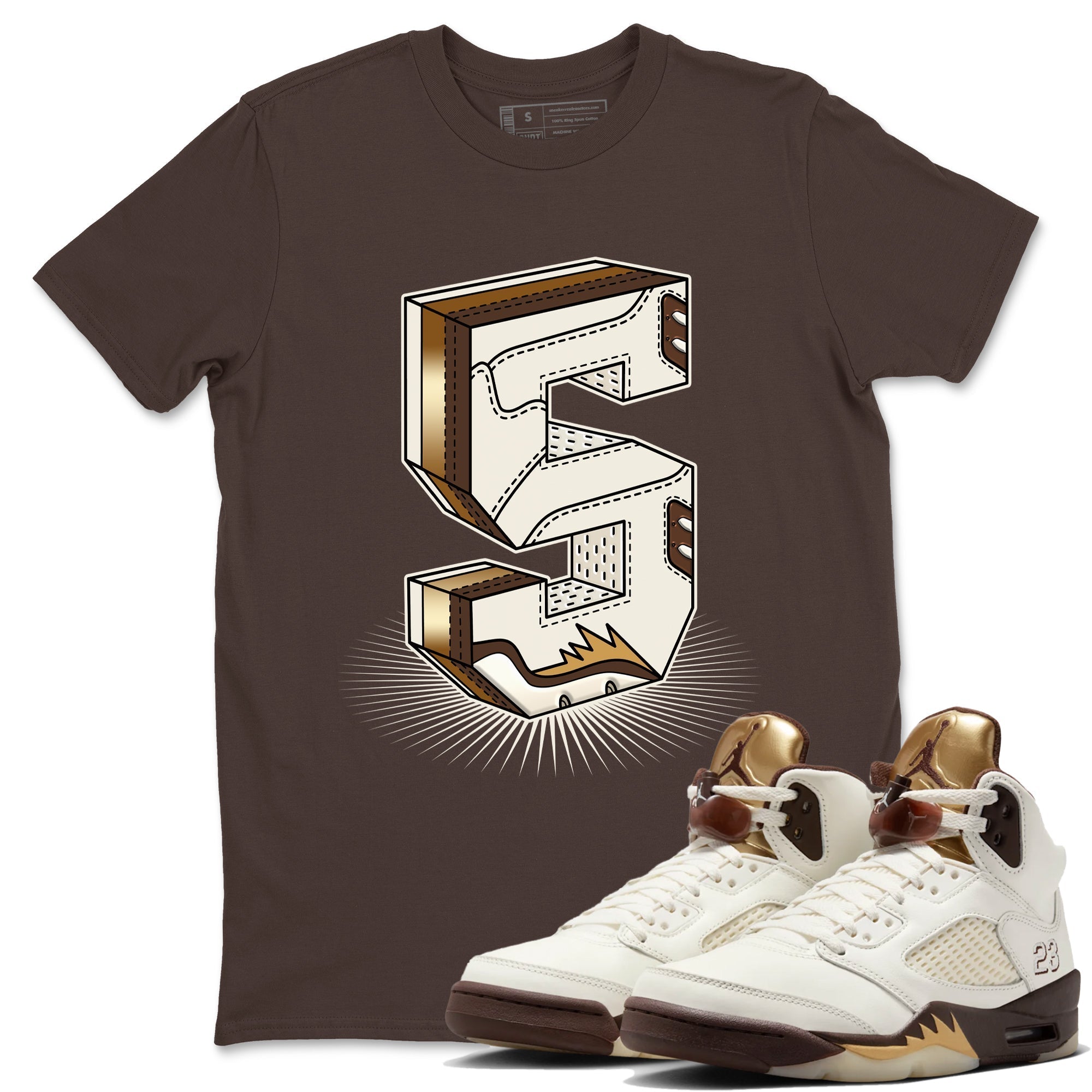 Number Statue snkmatch Tees - Air Jordan 5 Golden Ticket