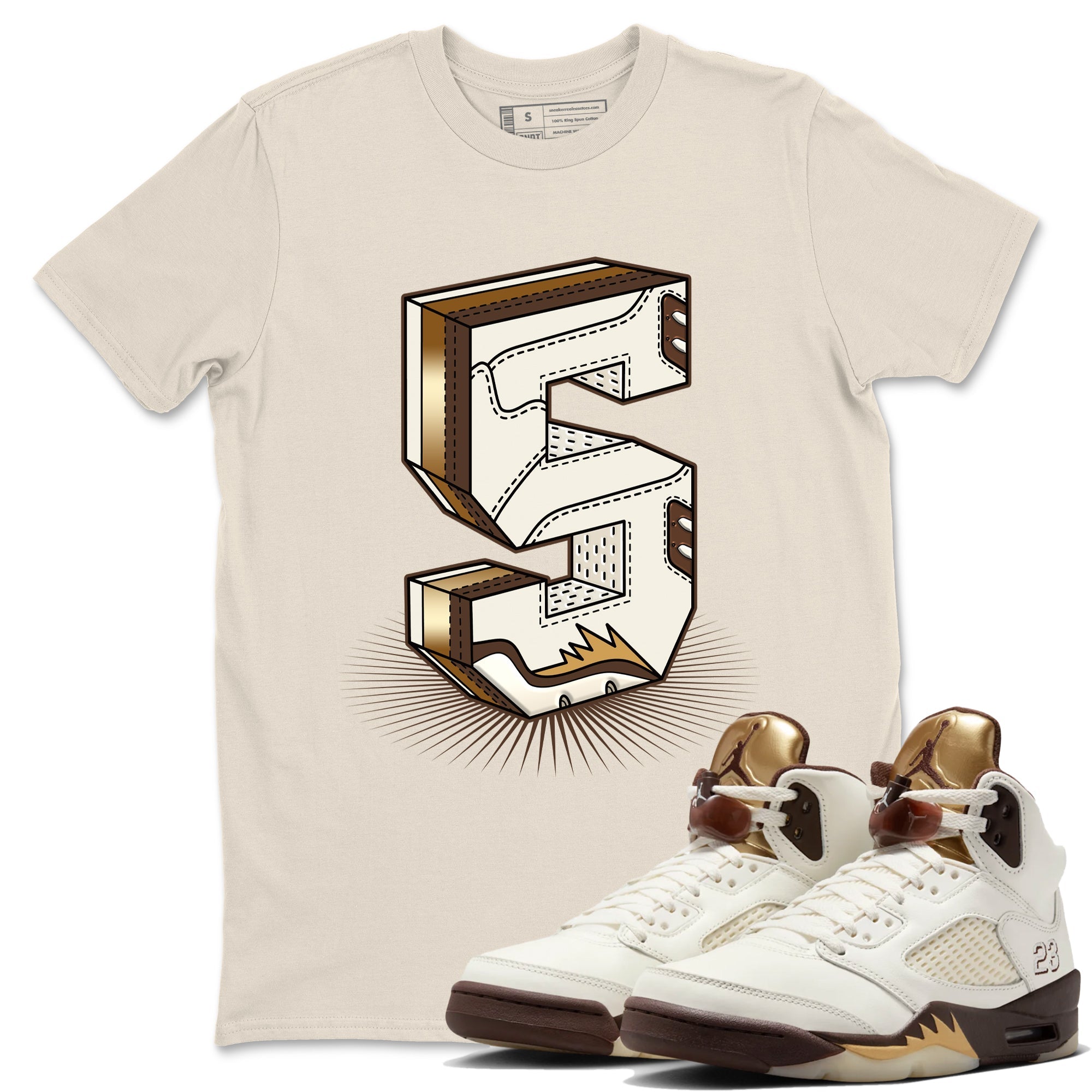 Number Statue snkmatch Tees - Air Jordan 5 Golden Ticket