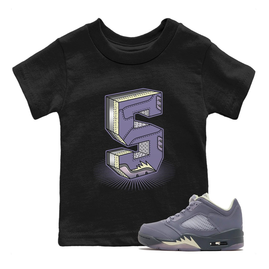 Number Statue Kids Tops - Air Jordan 5 Indigo Haze