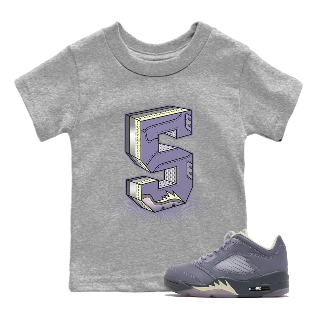 Number Statue Kids Tops - Air Jordan 5 Indigo Haze
