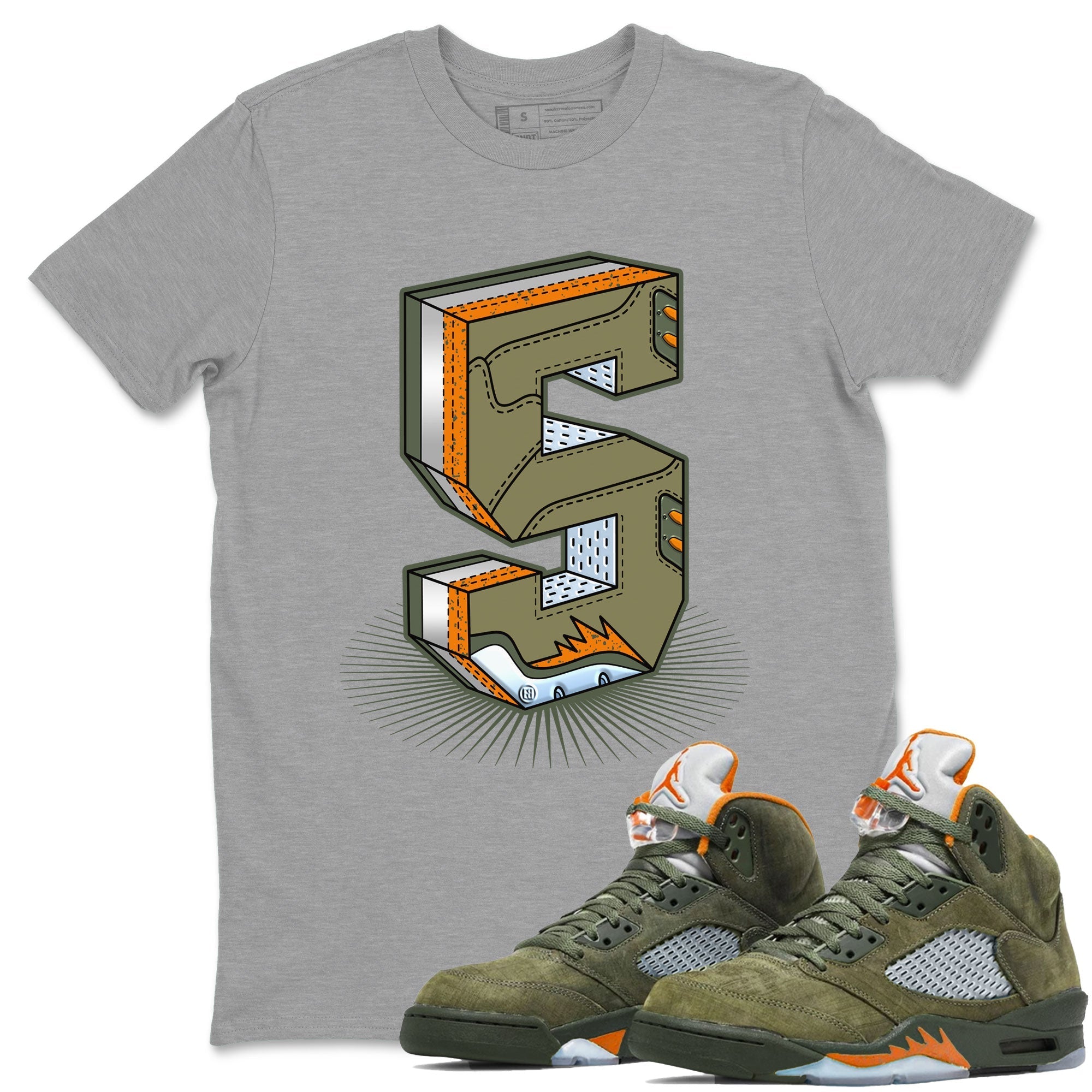 Number Statue snkmatch Tees - Air Jordan 5 Olive