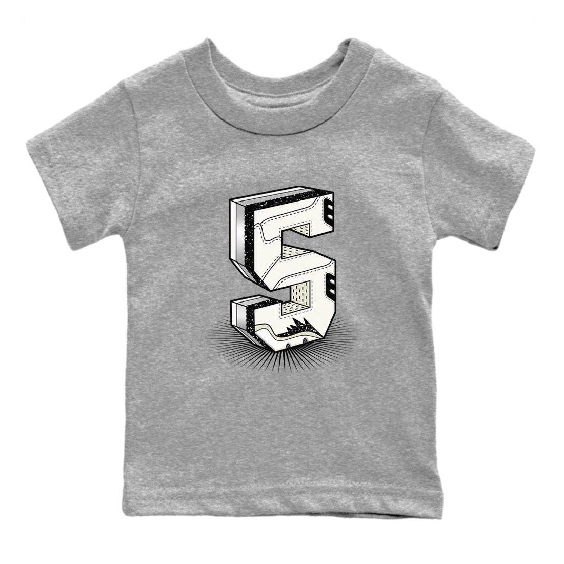 Number Statue snkmatch Tees Kids - Air Jordan 5 Sail
