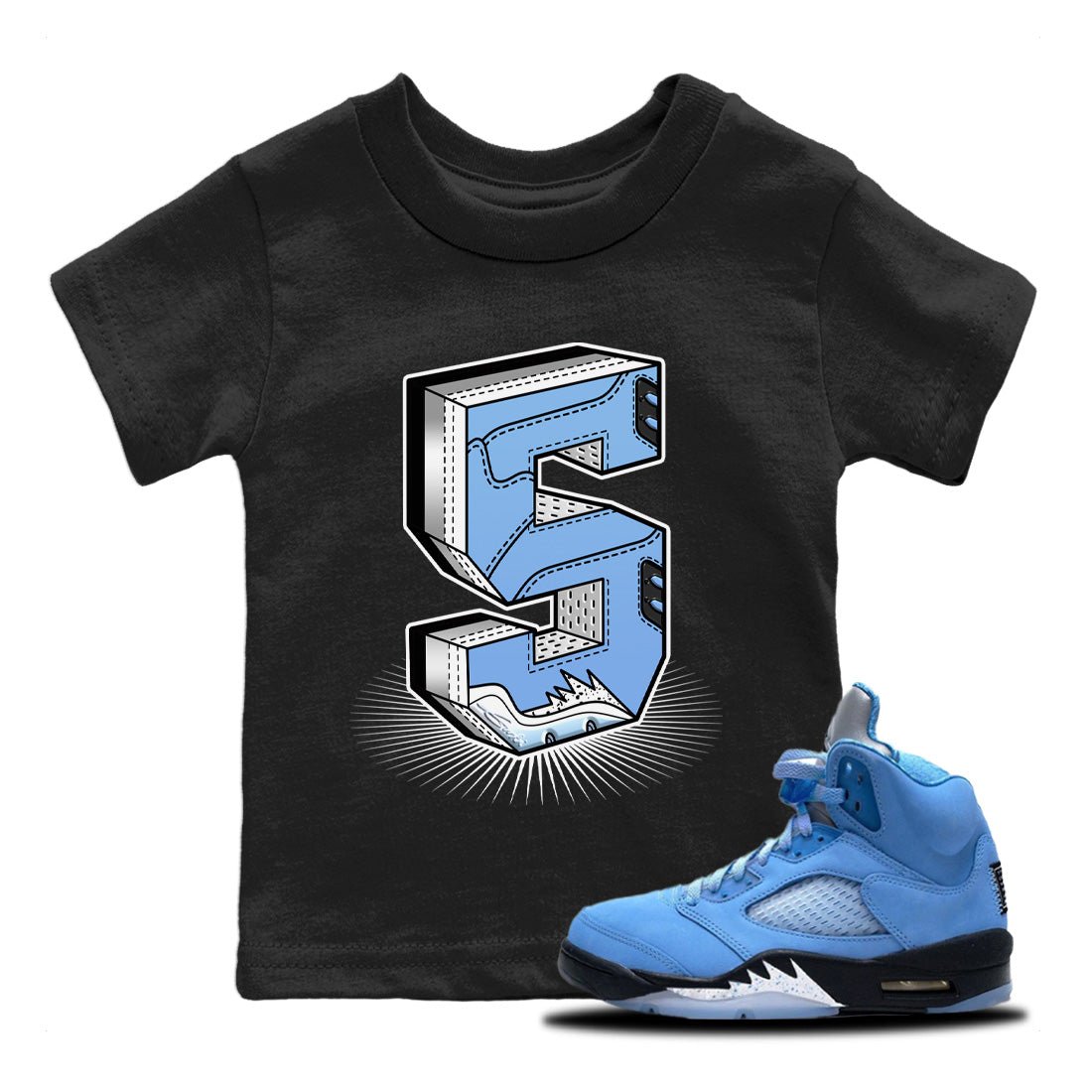 Number Statue Kids Tops - Air Jordan 5 UNC