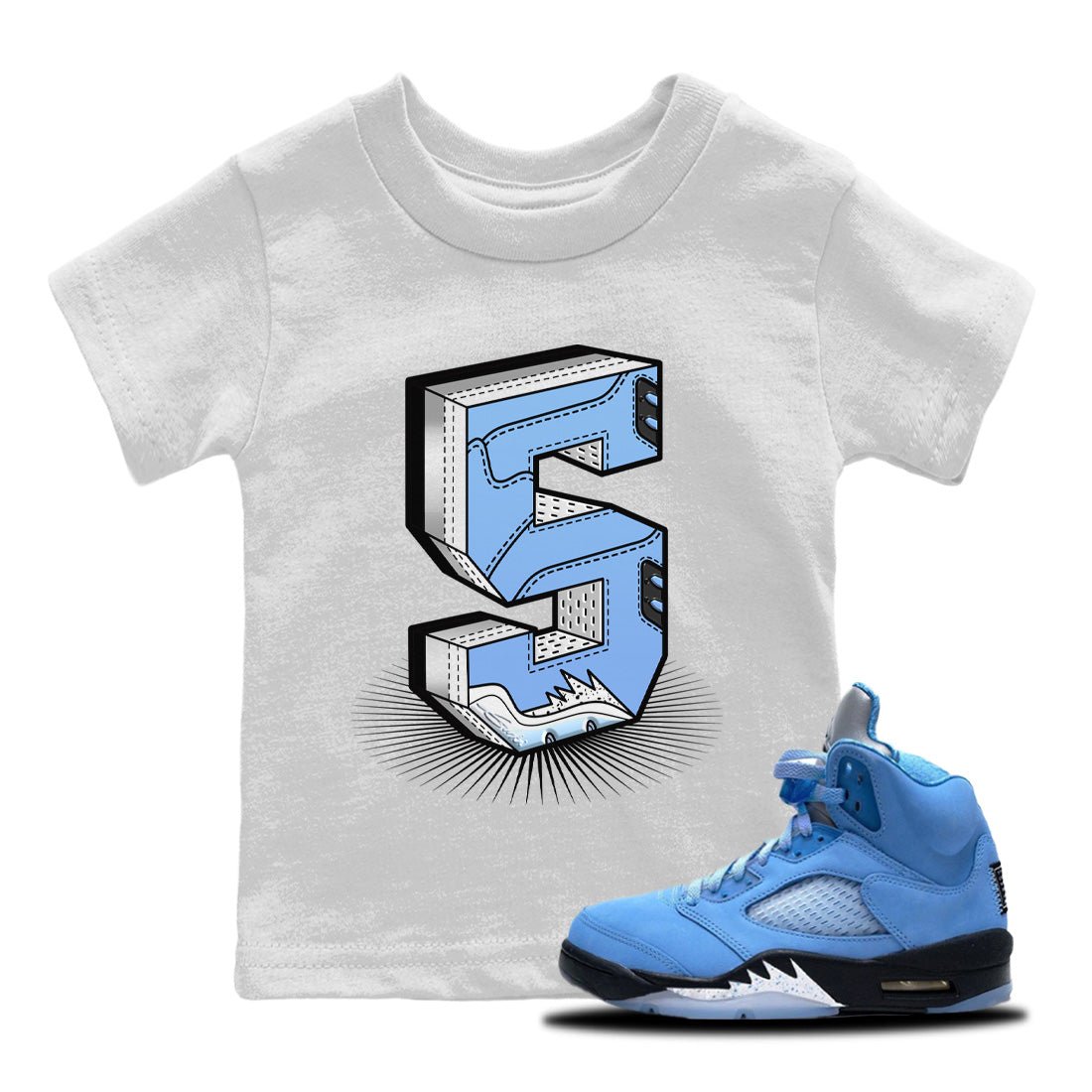 Number Statue Kids Tops - Air Jordan 5 UNC