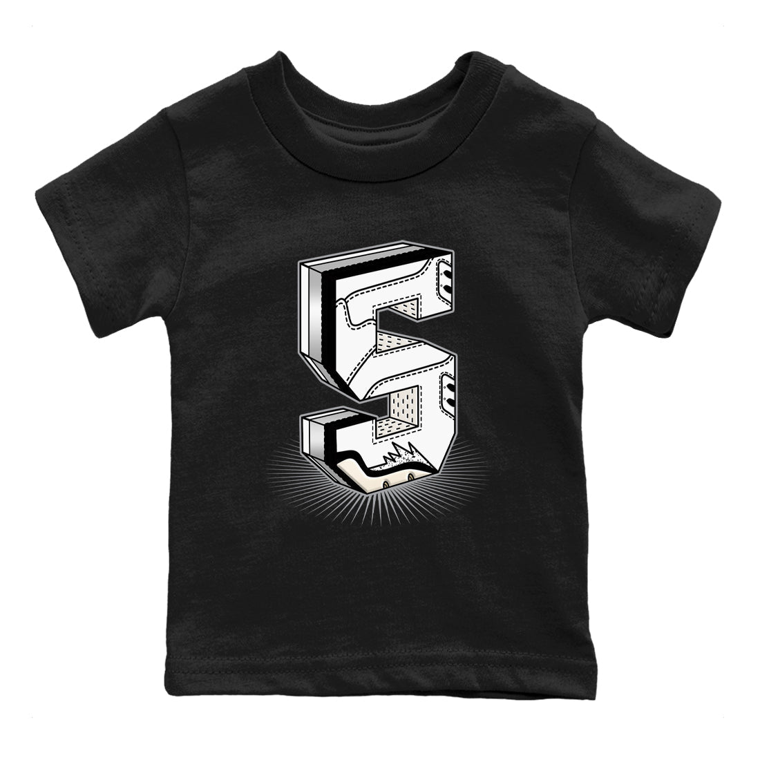 Number Statue snkmatch Tees Kids - Air Jordan 5 White Black