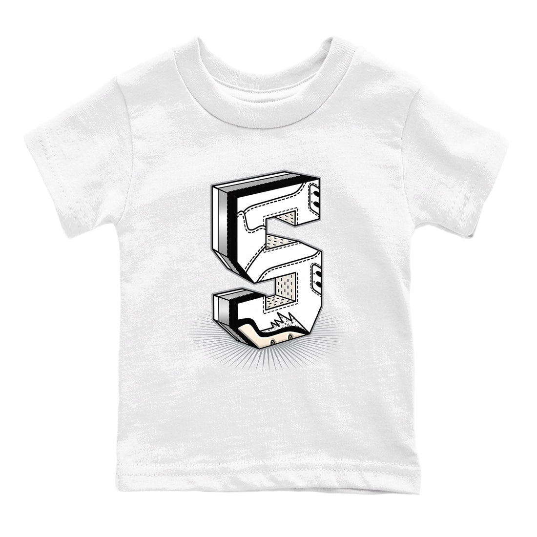 Number Statue snkmatch Tees Kids - Air Jordan 5 White Black