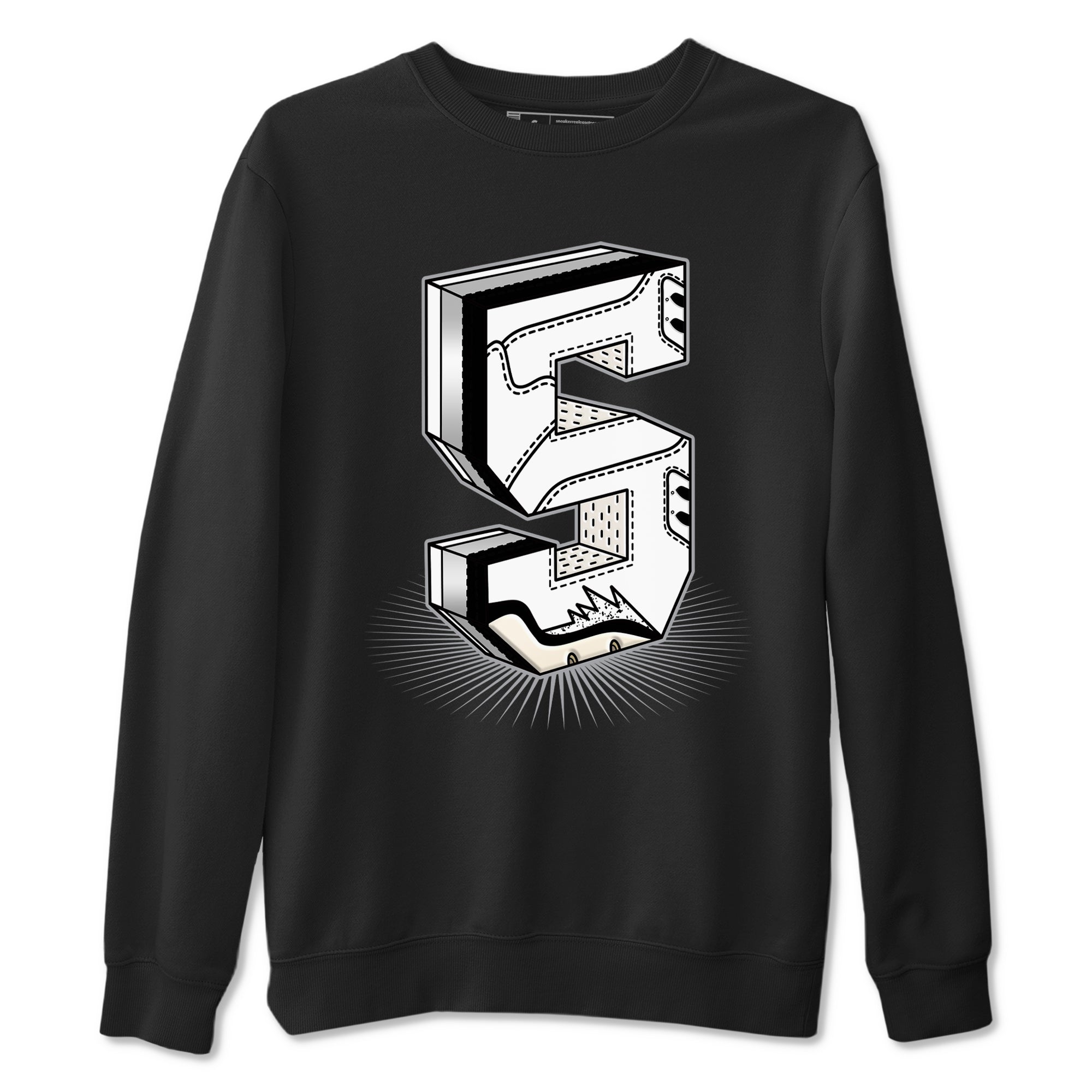 Number Statue snkmatch Tees - Air Jordan 5 White Black