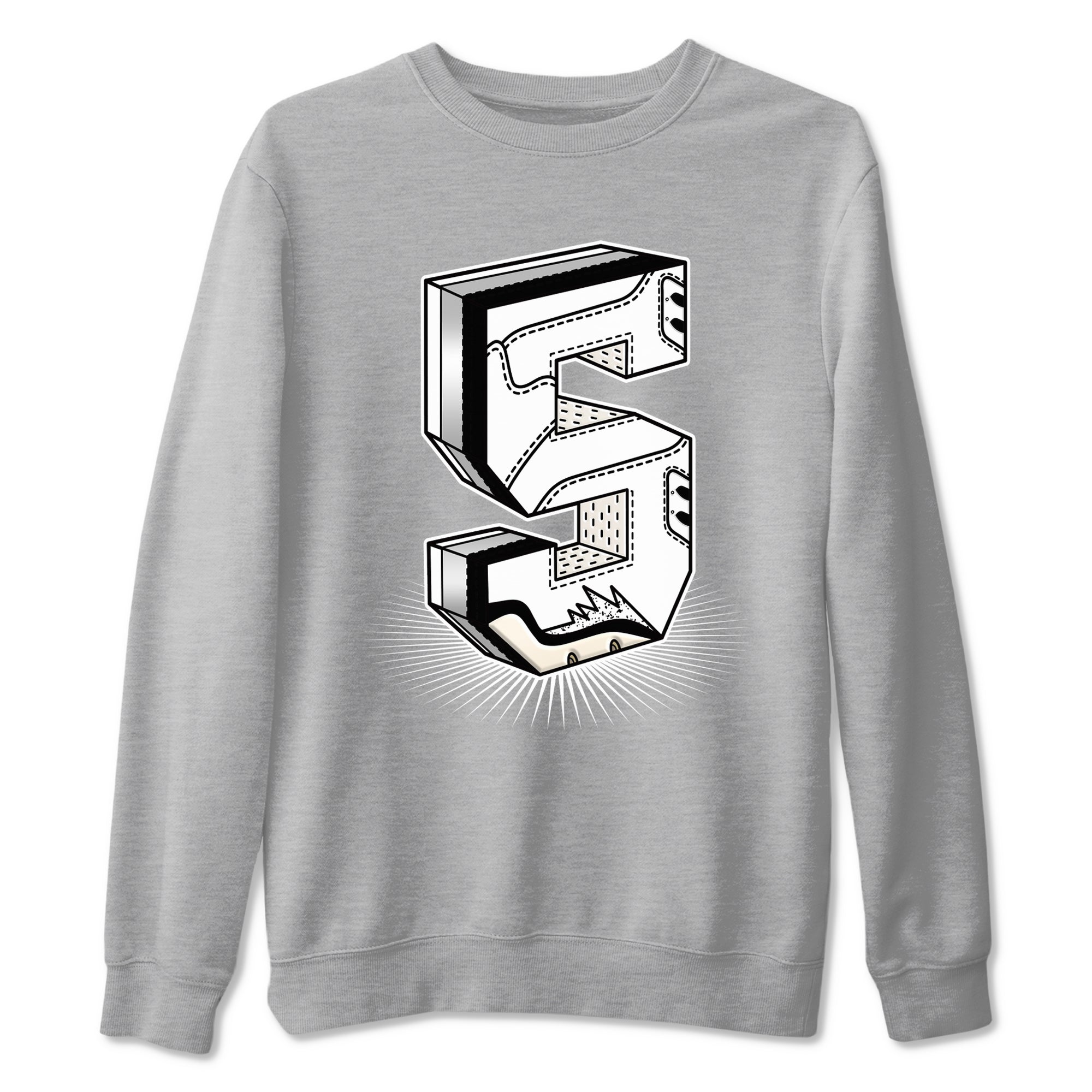 Number Statue snkmatch Tees - Air Jordan 5 White Black
