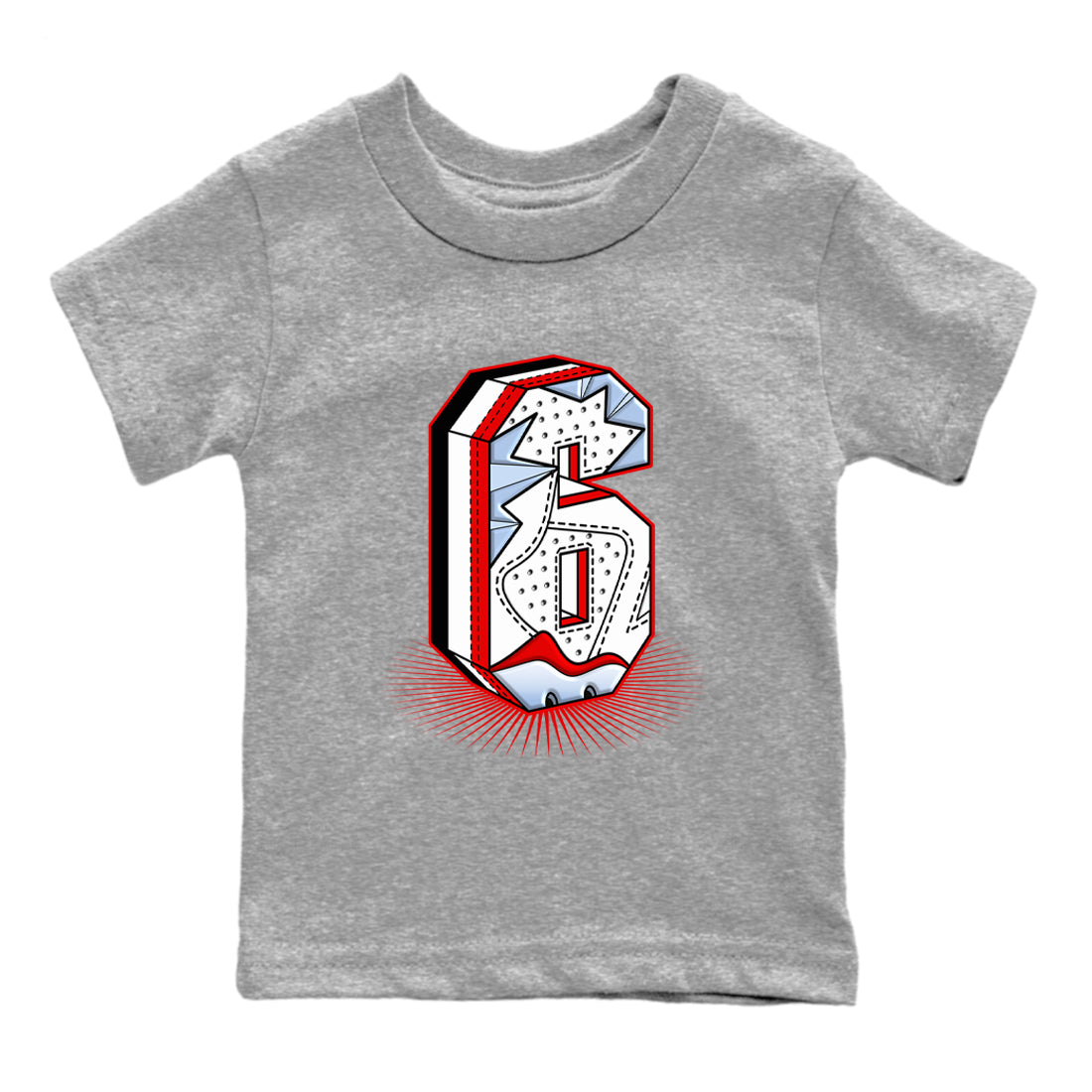 Number Statue snkmatch Tees Kids - Air Jordan 6 Fire Red