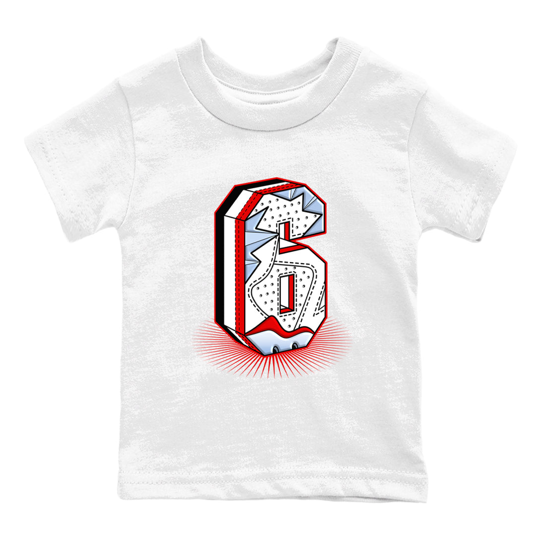 Number Statue snkmatch Tees Kids - Air Jordan 6 Fire Red