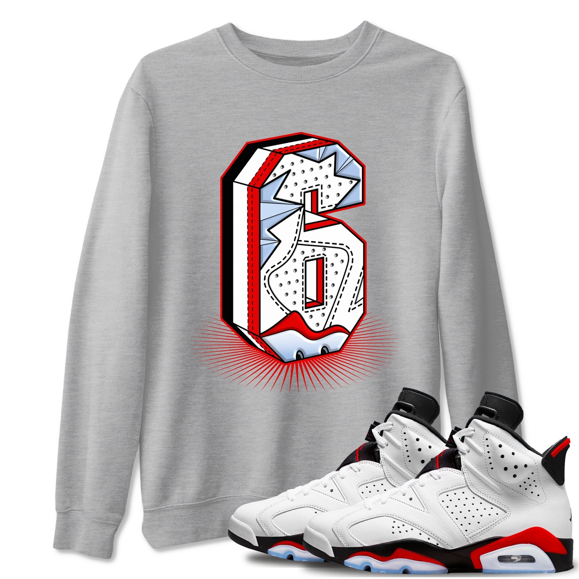 Number Statue snkmatch Tees - Air Jordan 6 Fire Red