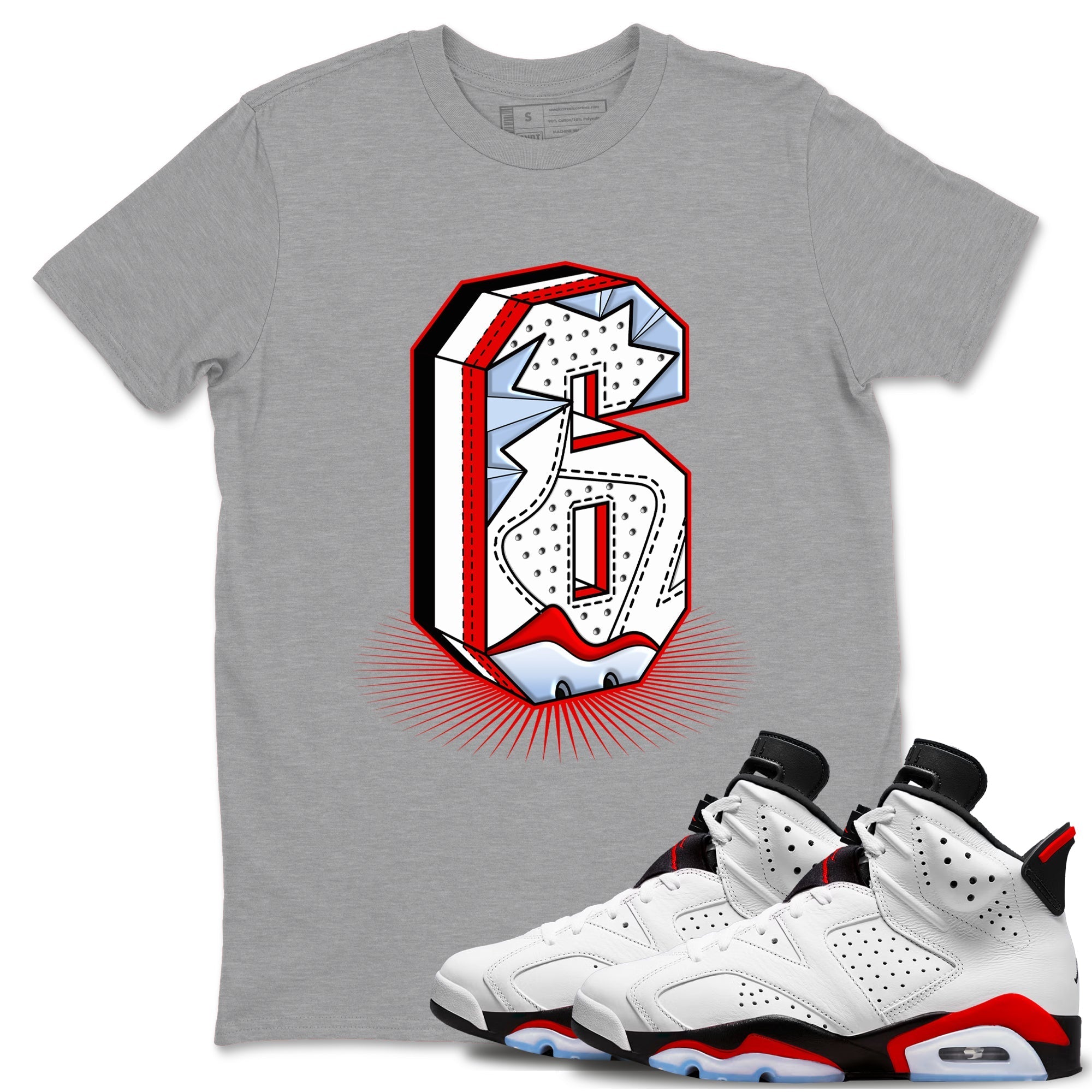 Number Statue snkmatch Tees - Air Jordan 6 Fire Red