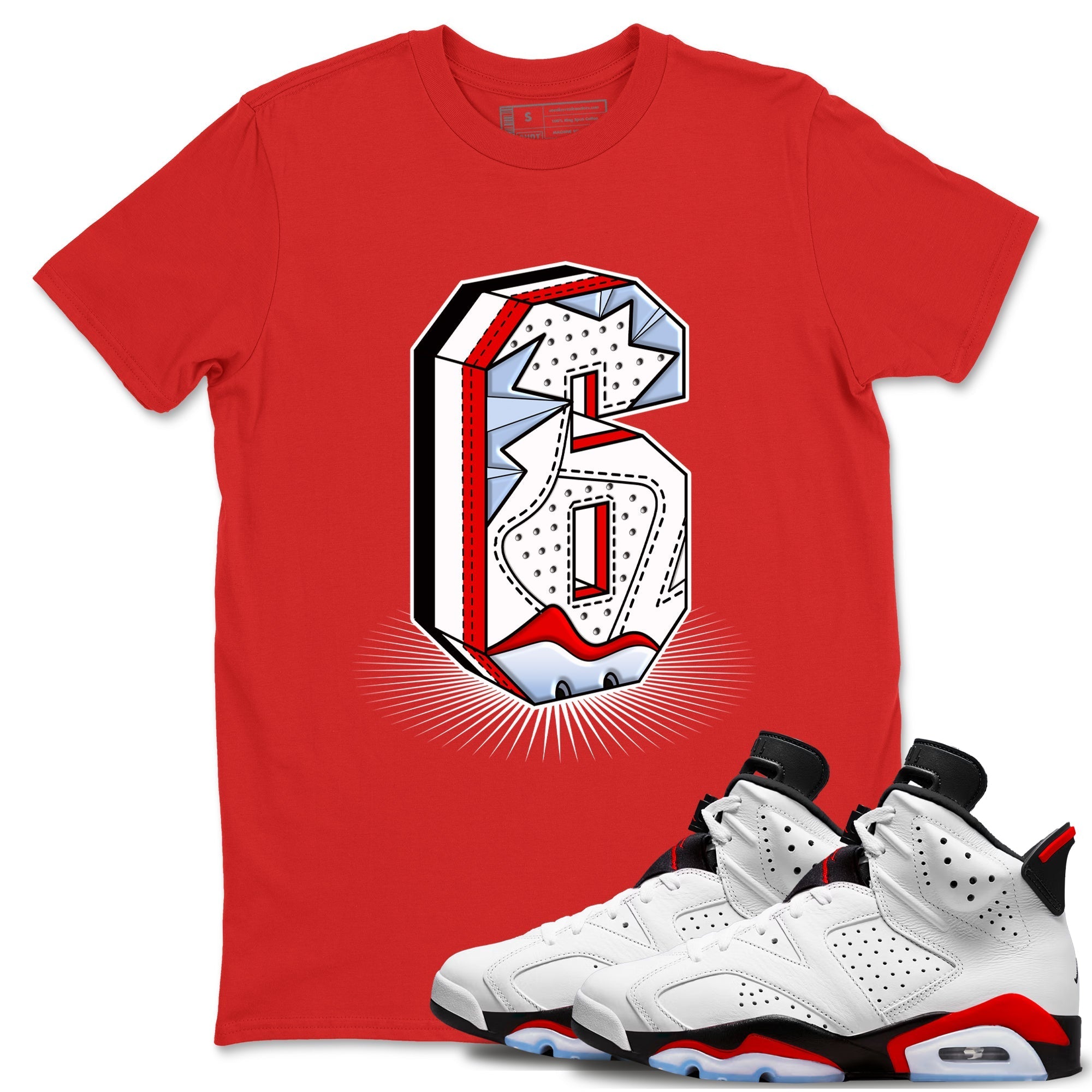 Number Statue snkmatch Tees - Air Jordan 6 Fire Red