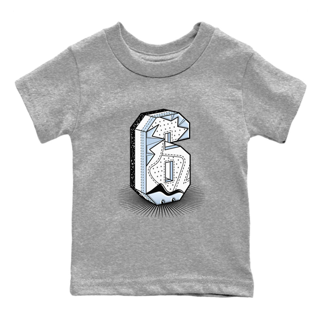 Number Statue snkmatch Tees Kids - Air Jordan 6 White Black