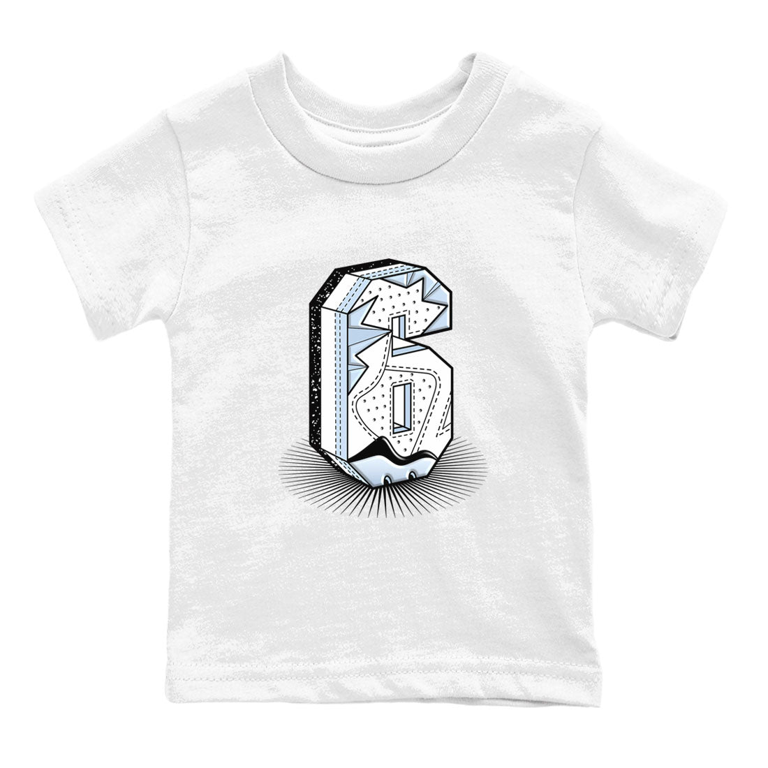 Number Statue snkmatch Tees Kids - Air Jordan 6 White Black