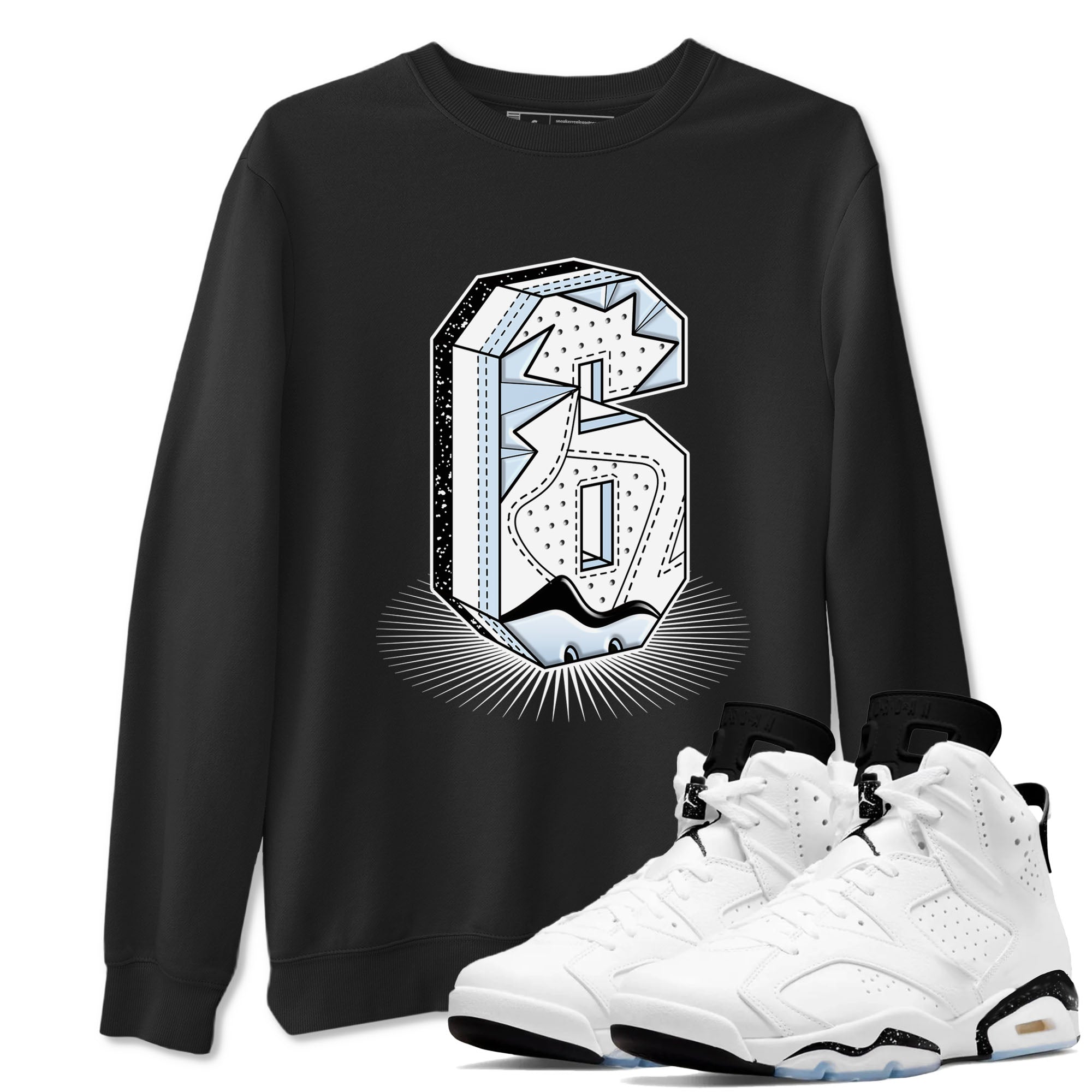 Number Statue snkmatch Tees - Air Jordan 6 White Black
