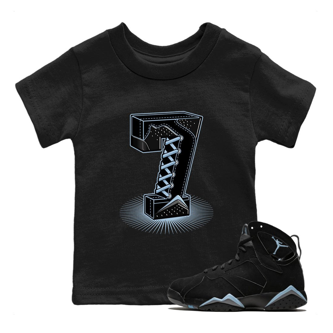 Number Statue Kids Tops - Air Jordan 7 Chambray